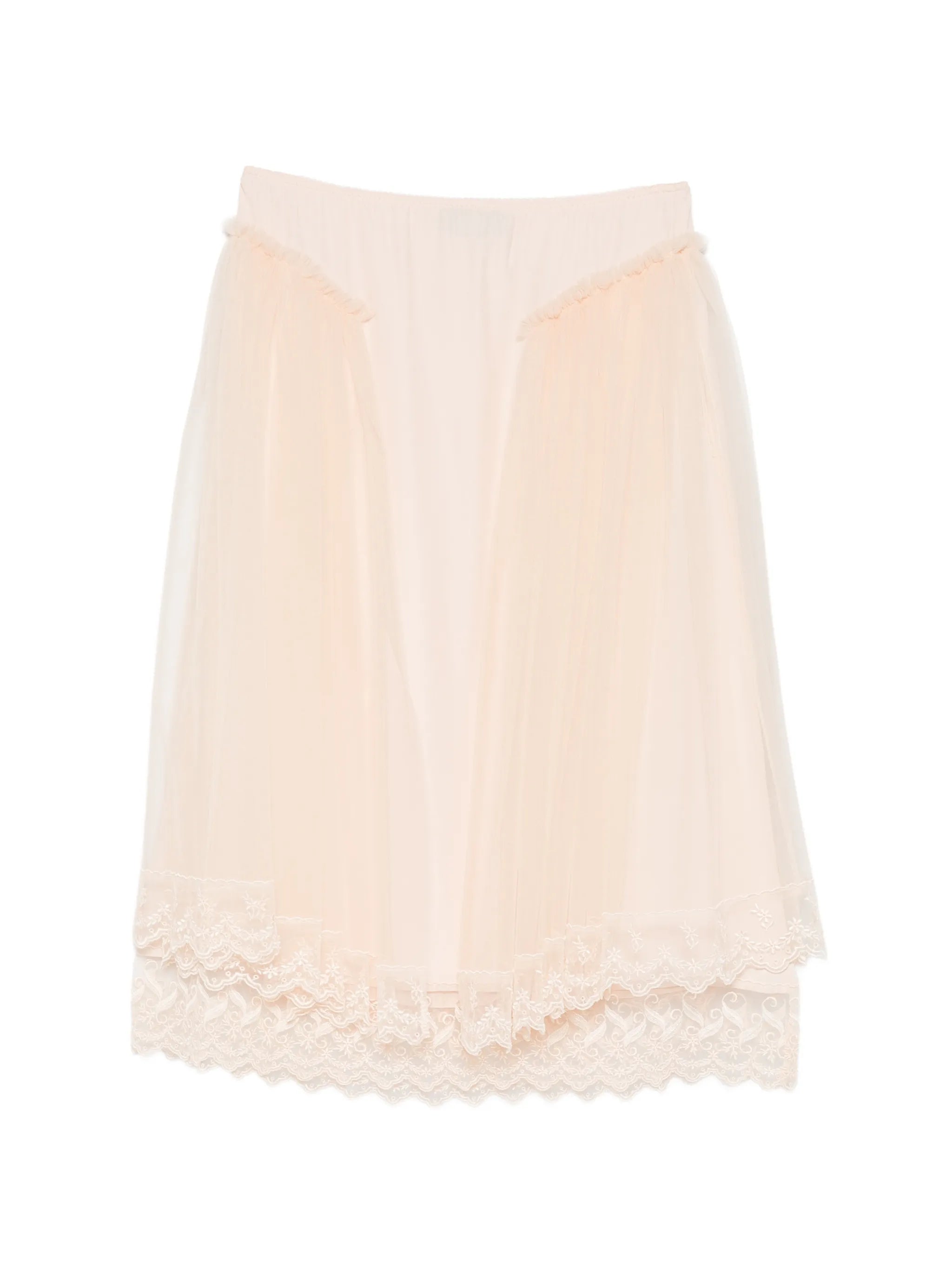 lace-trim hip-detail midi skirt