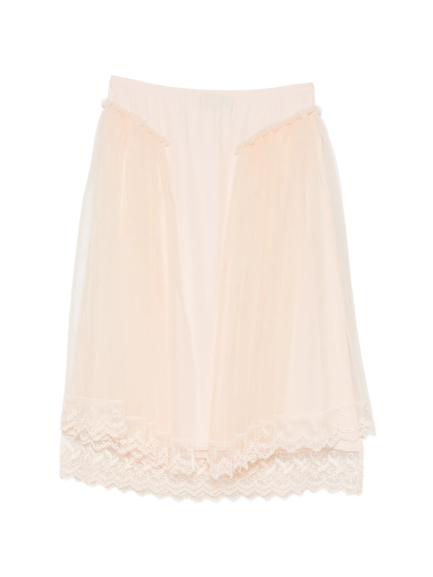 lace-trim hip-detail midi skirt