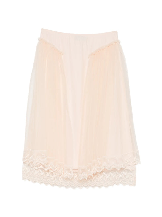 lace-trim hip-detail midi skirt