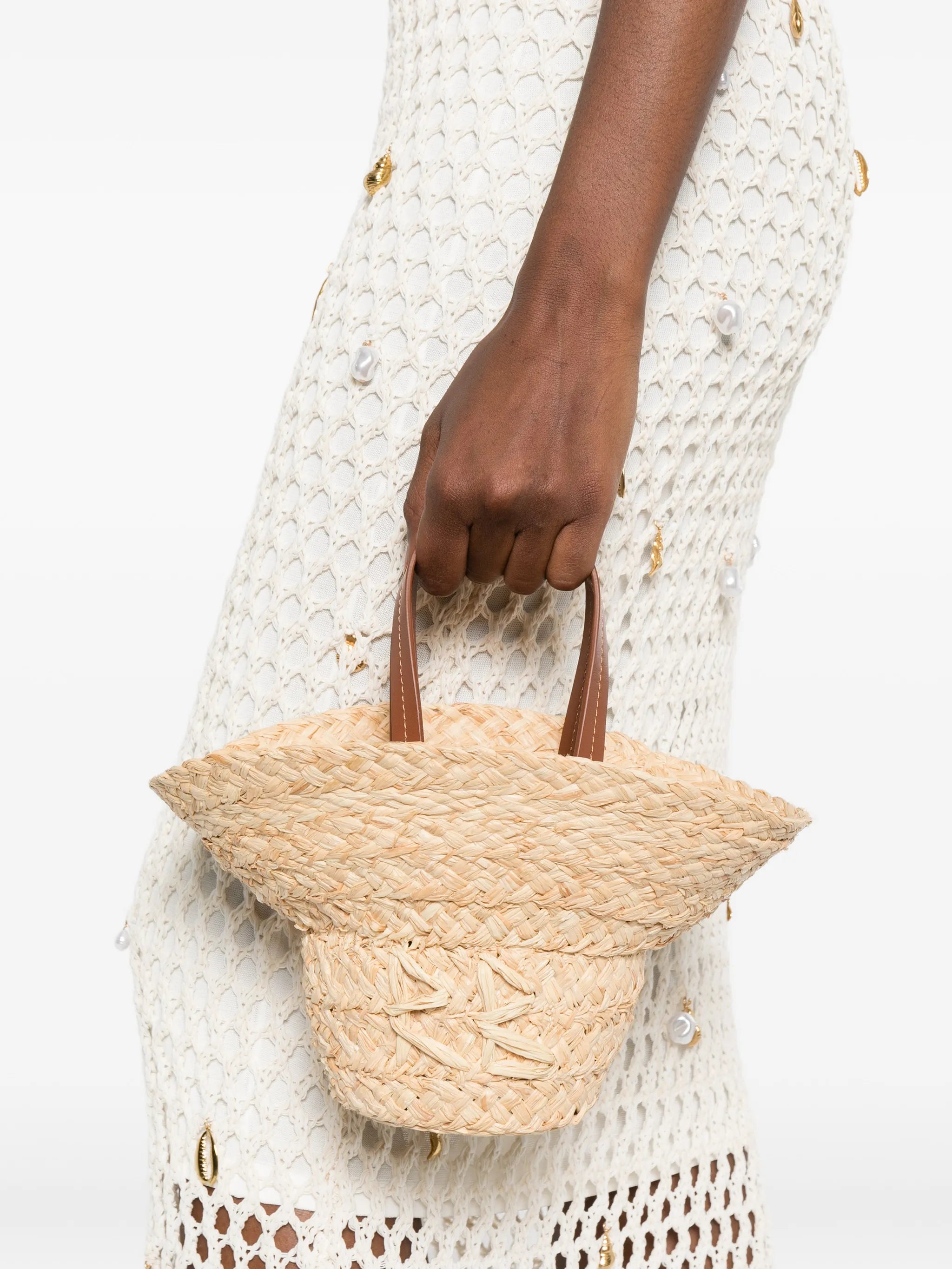 hat-shaped straw tote bag