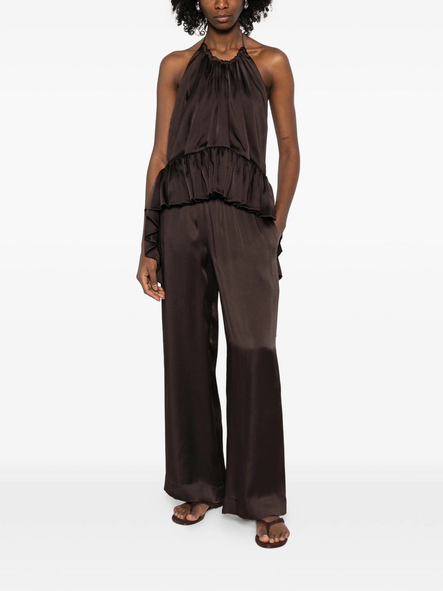 pleated front palazzo trouser