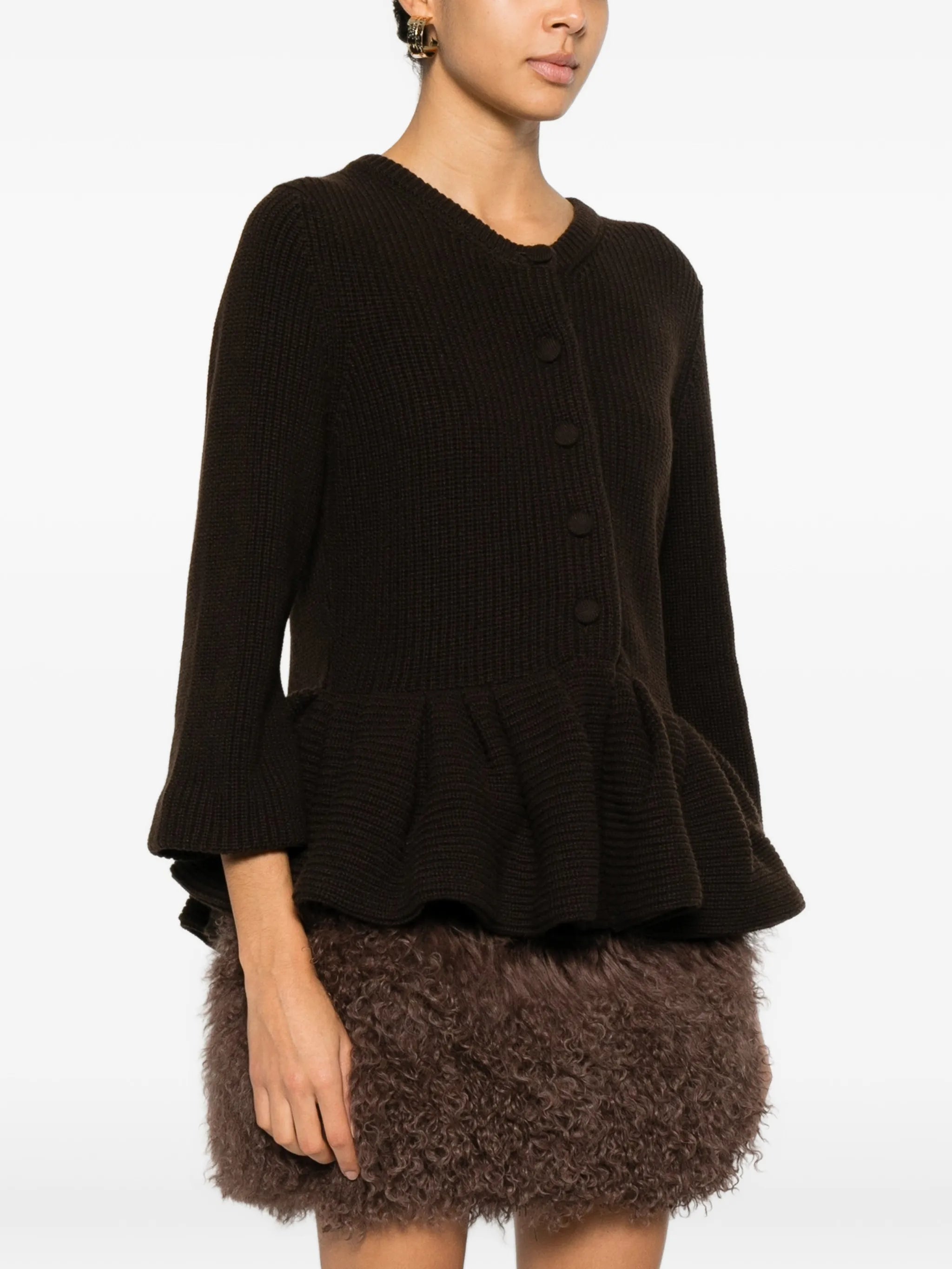 peplum knitted cardigan