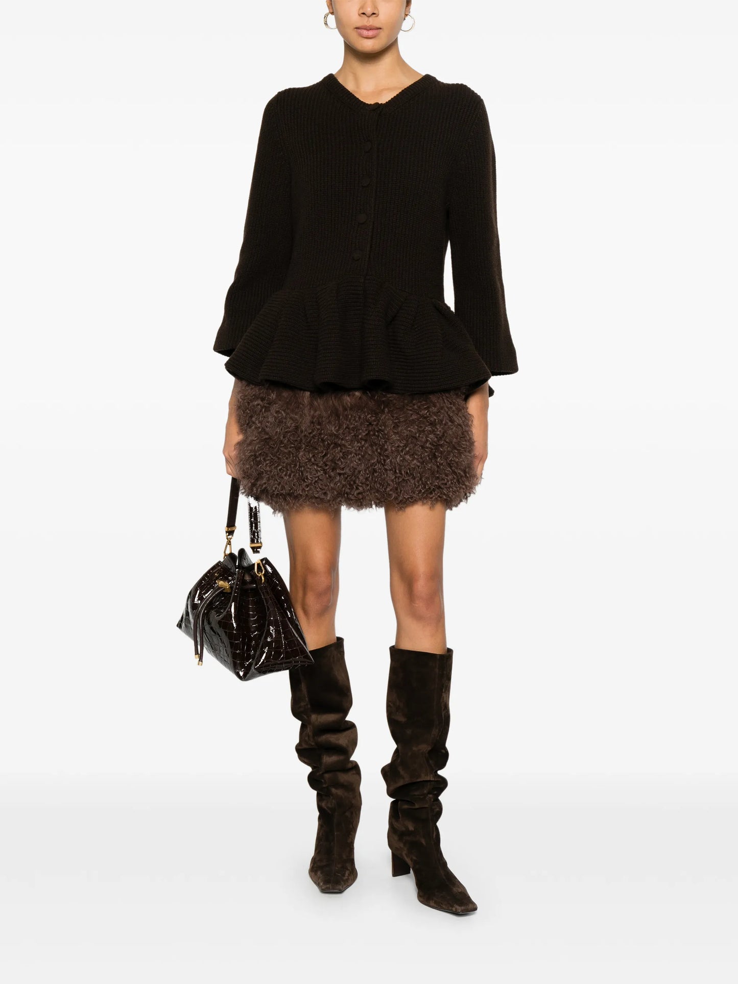 peplum knitted cardigan