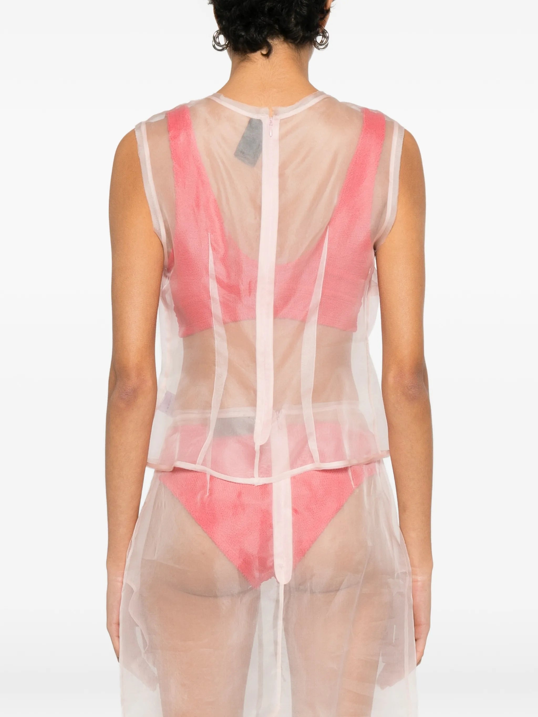 sheer frayed contour top