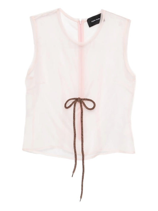 sheer frayed contour top