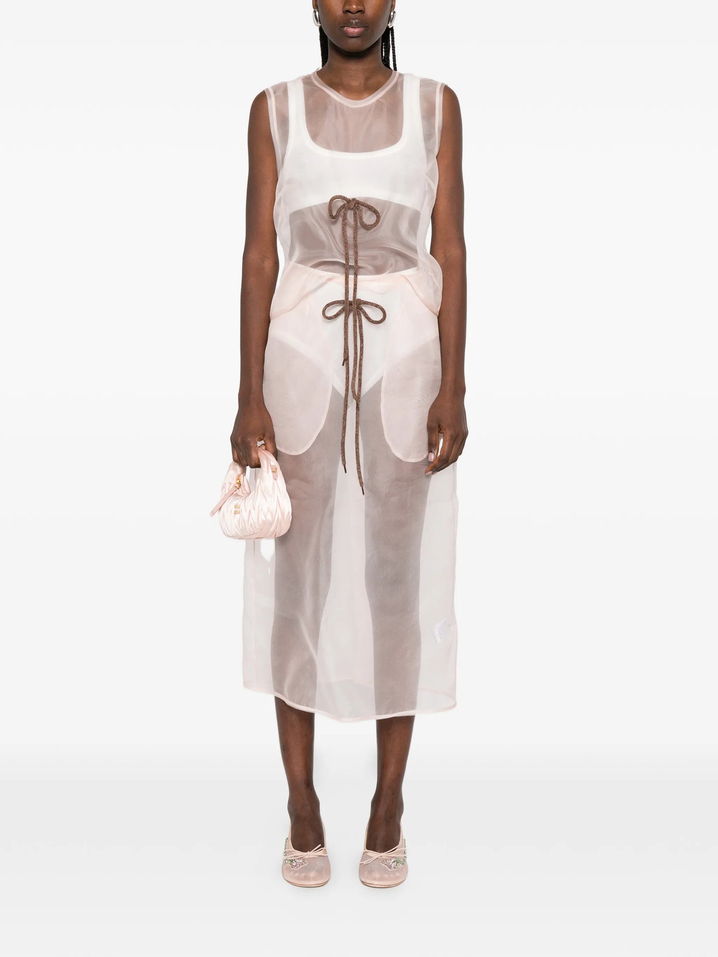 sheer frayed contour top