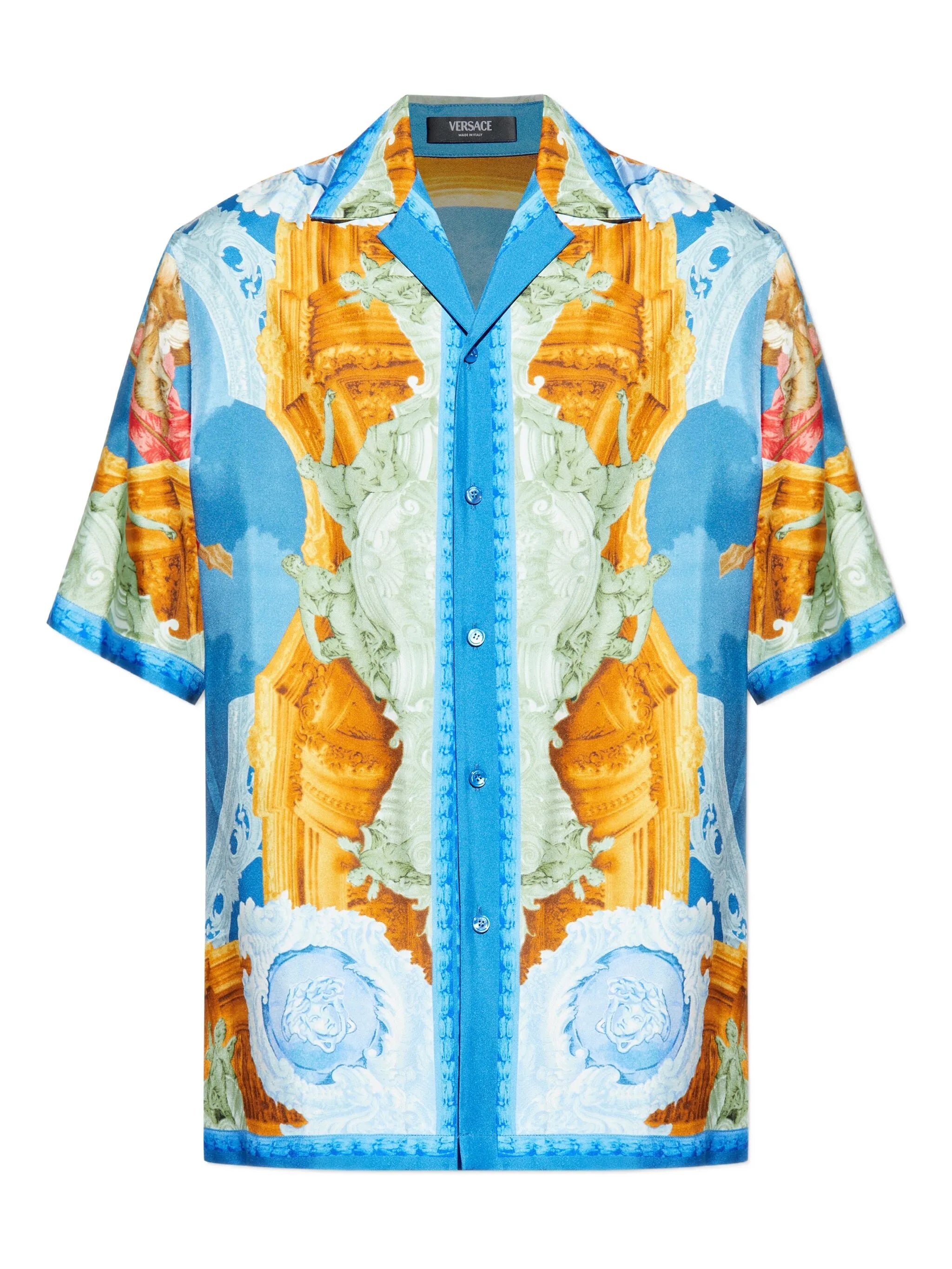 printed silk twill regular shirt