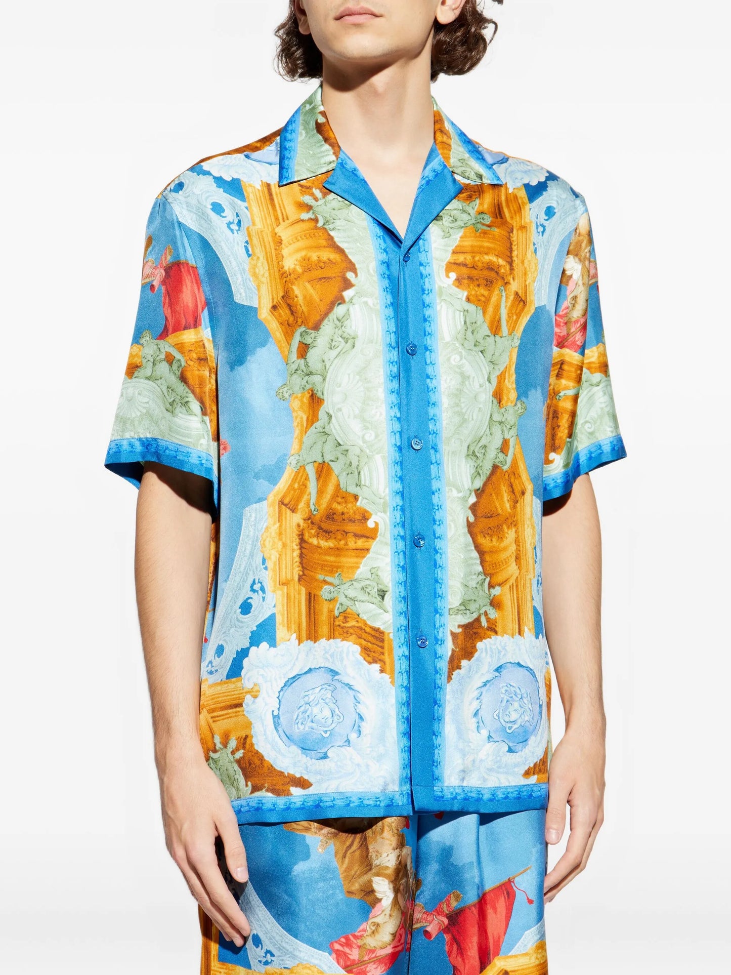 printed silk twill regular shirt