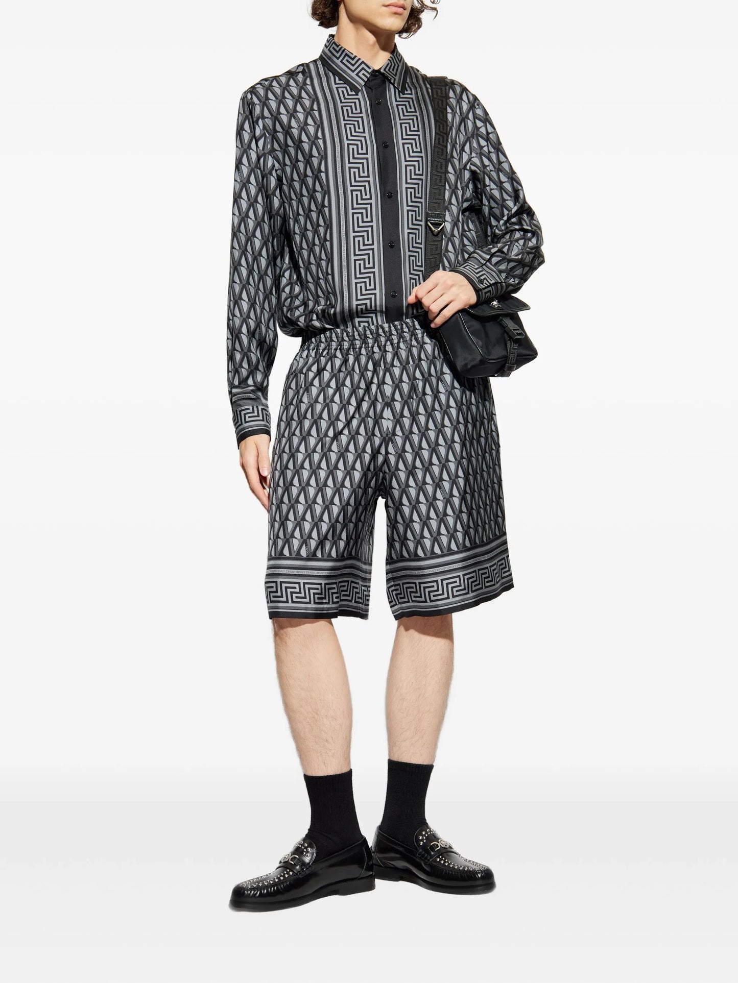 geometric print shirt