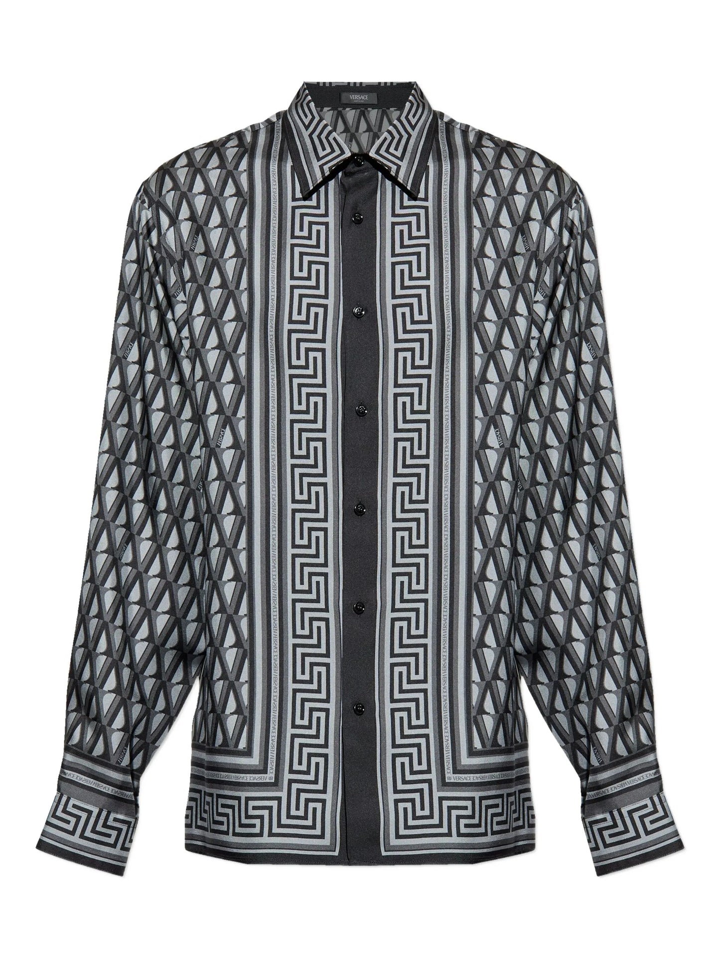 V Greek Key-print shirt