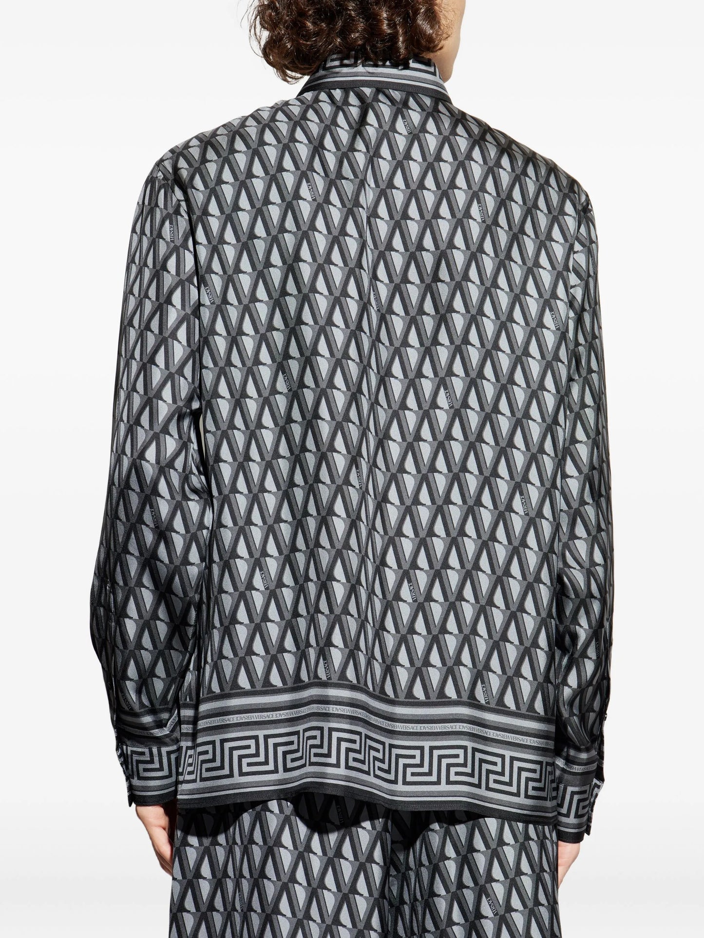 V Greek Key-print shirt