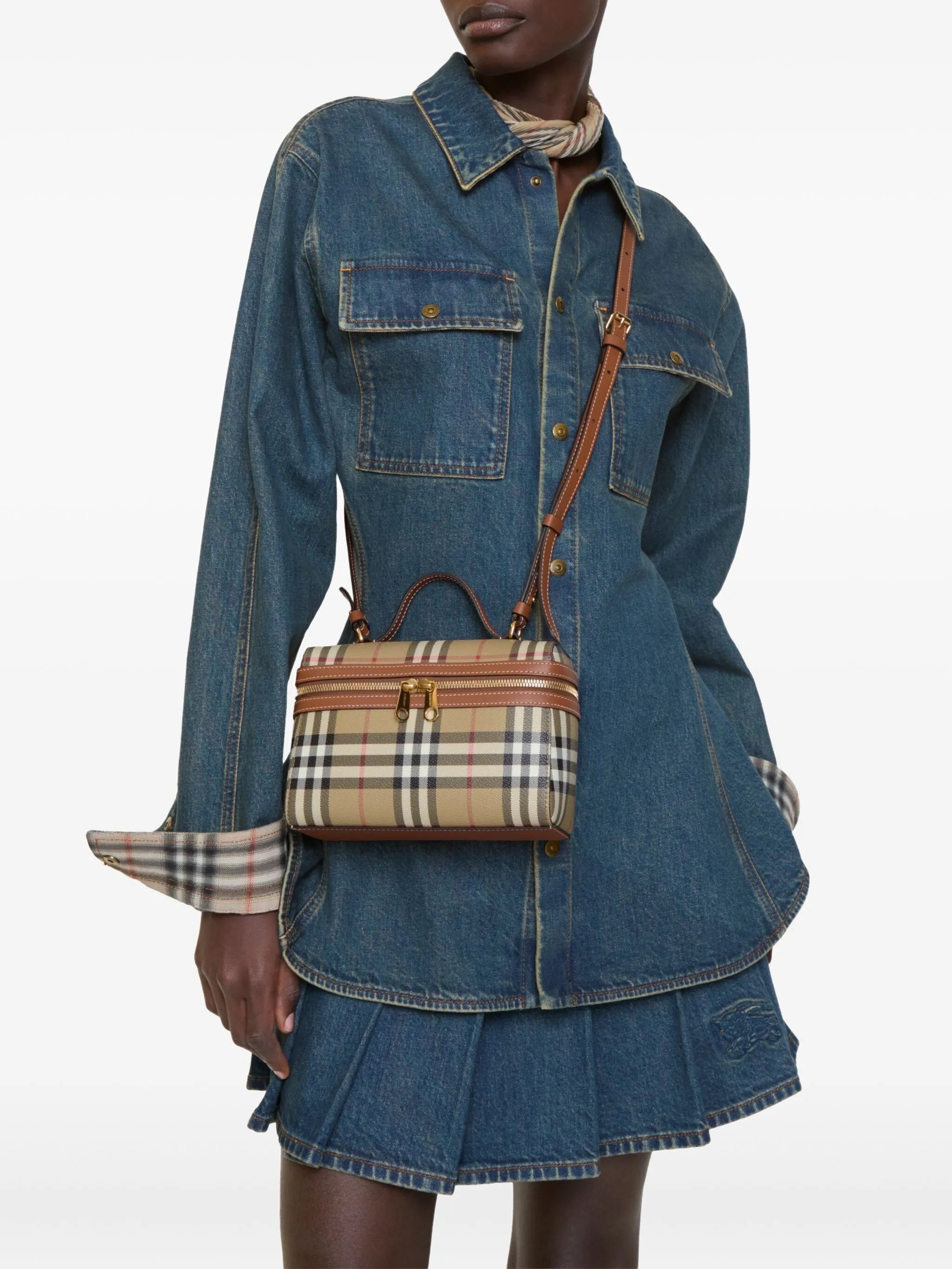 mini check vanity cross body bag