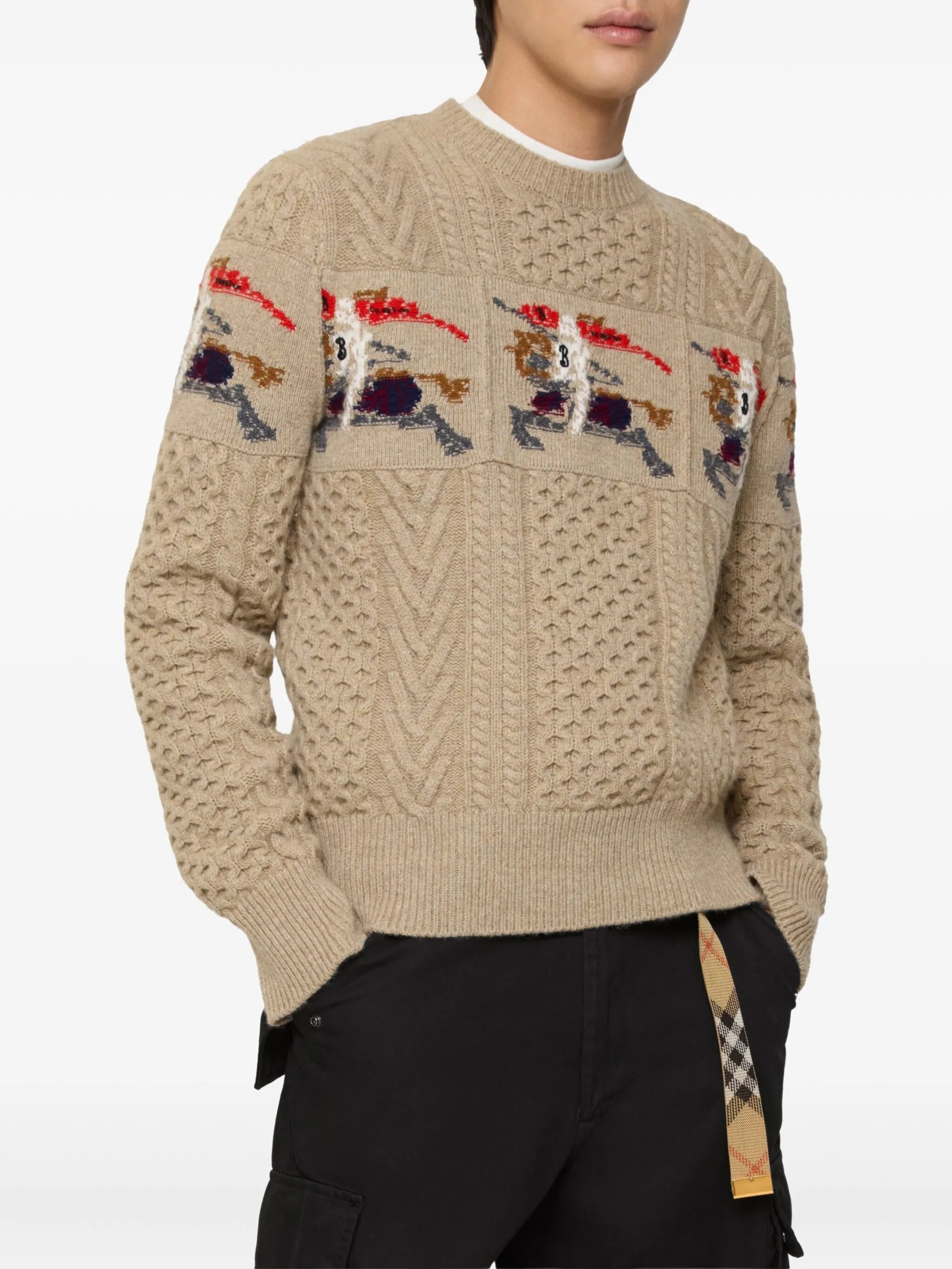 equestrian knight aran knit sweater