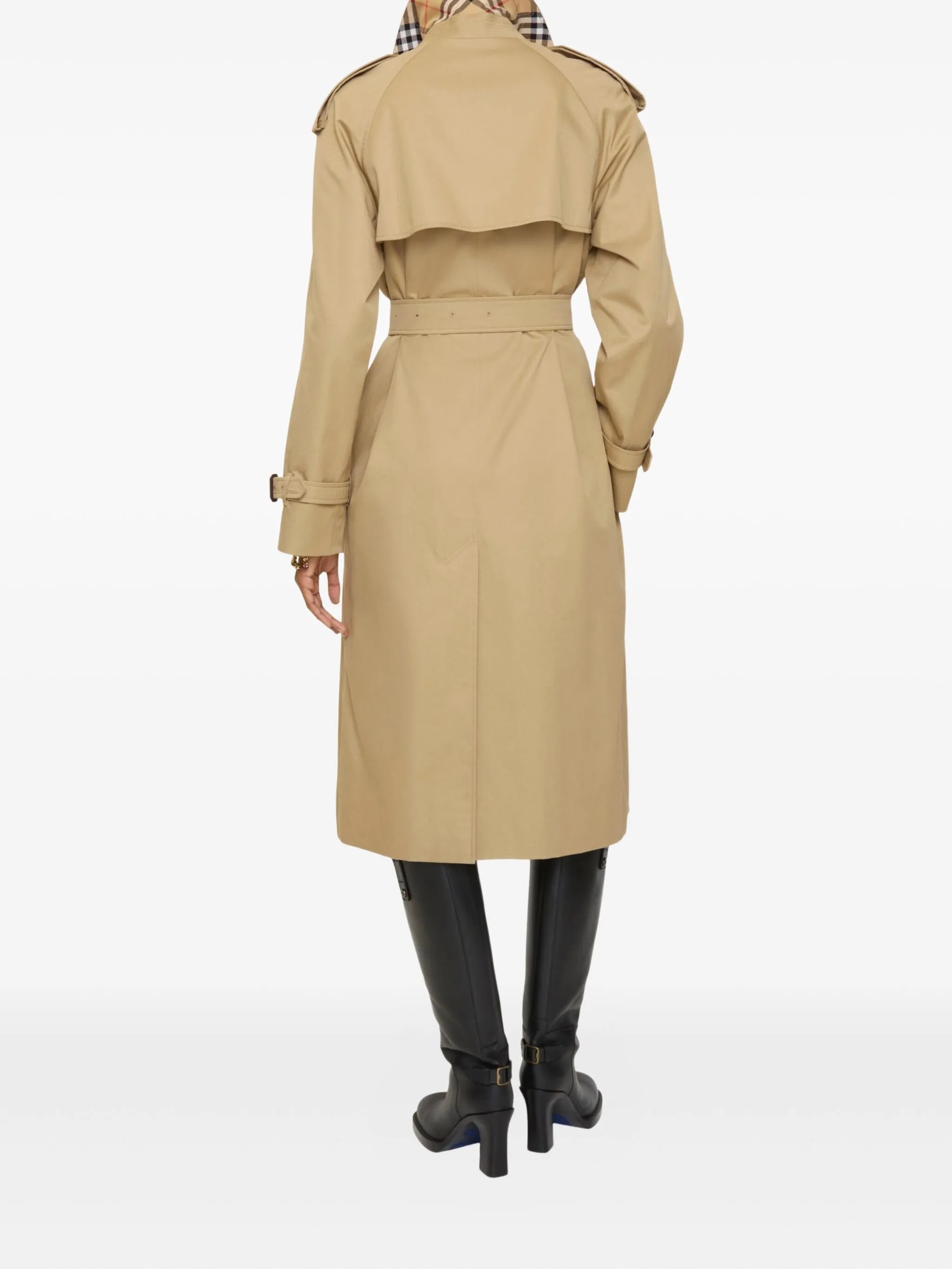 double-breasted belted trench coat