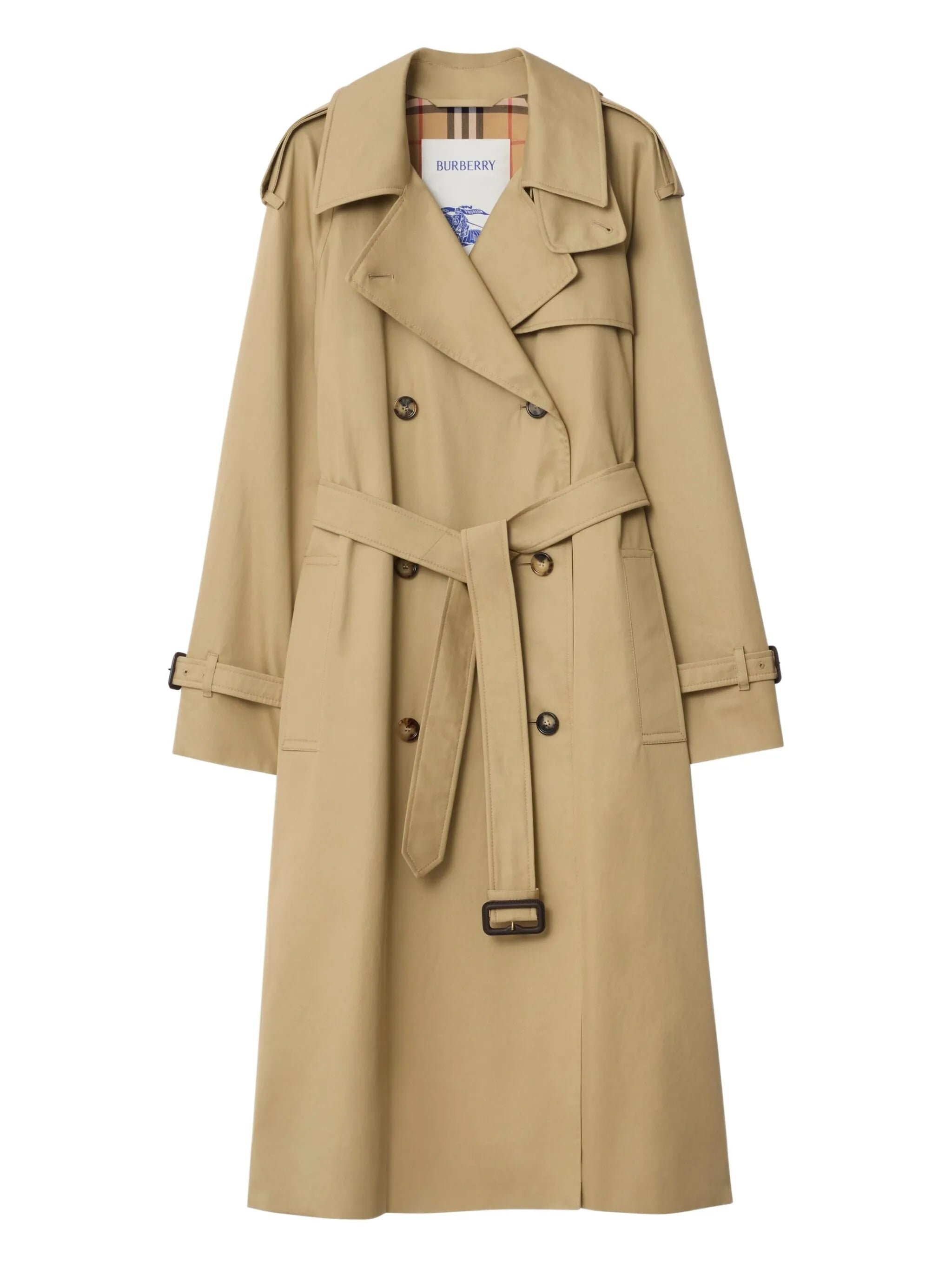 double-breasted belted trench coat