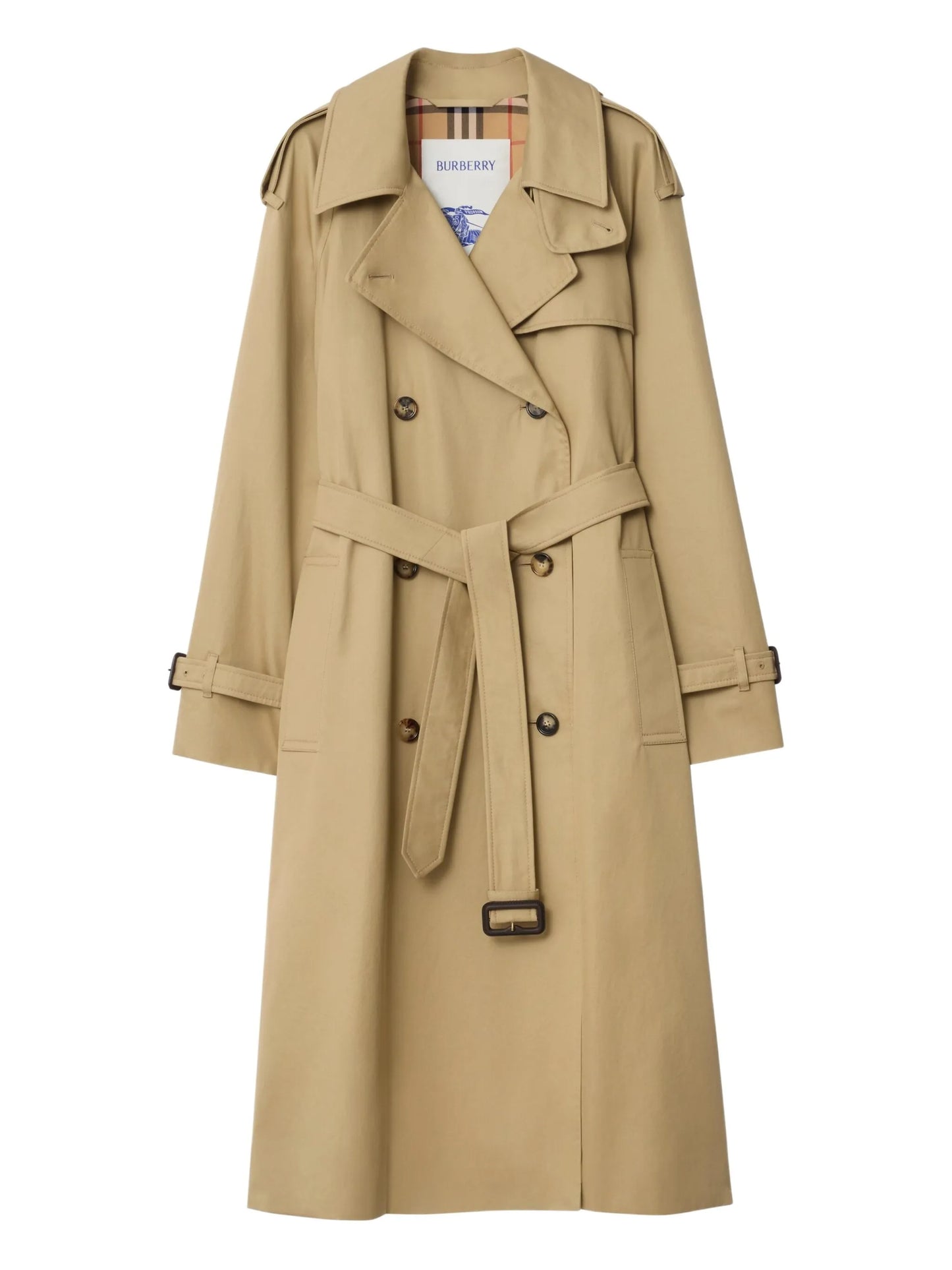 double-breasted belted trench coat