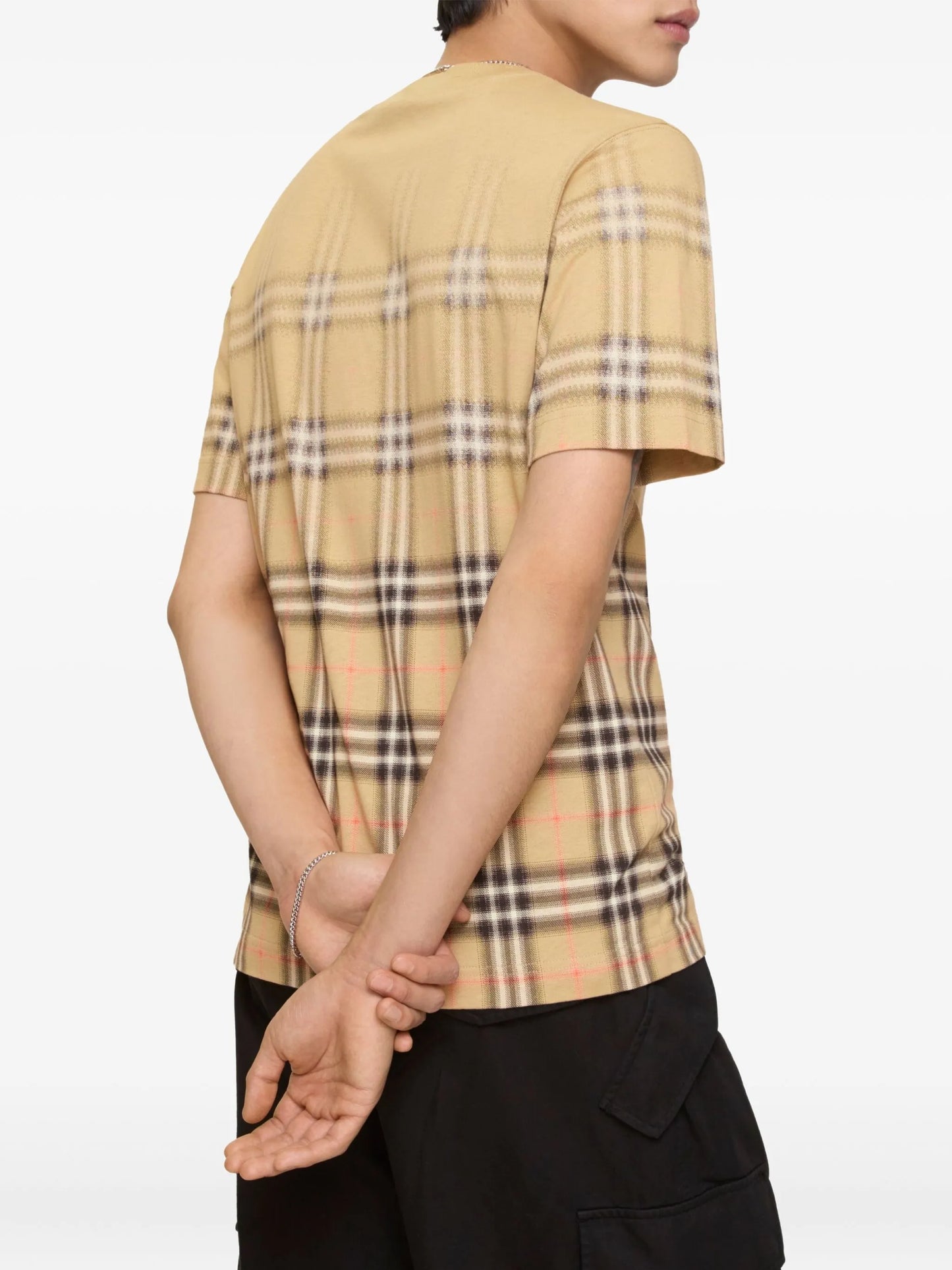 gradient check cotton T-shirt