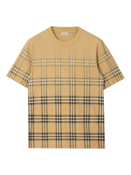gradient check cotton T-shirt