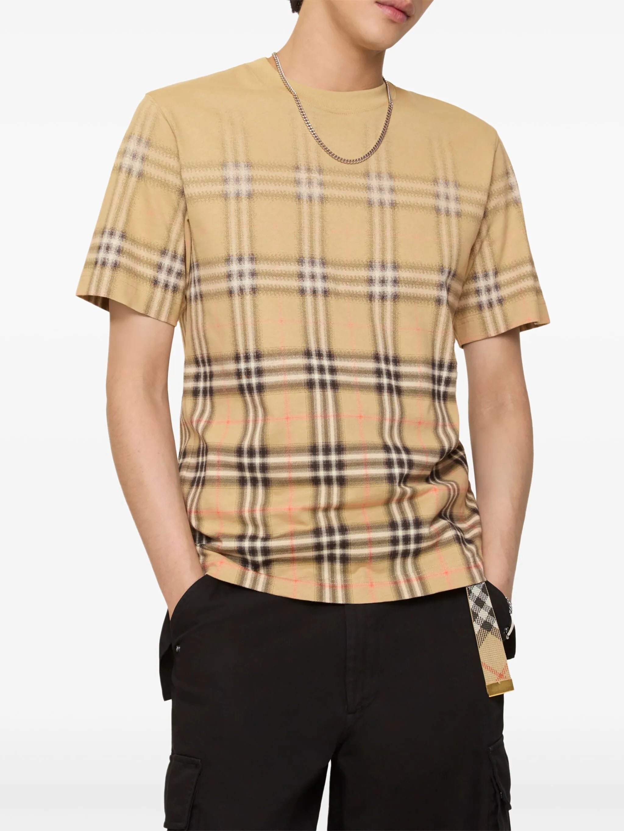 gradient check cotton T-shirt