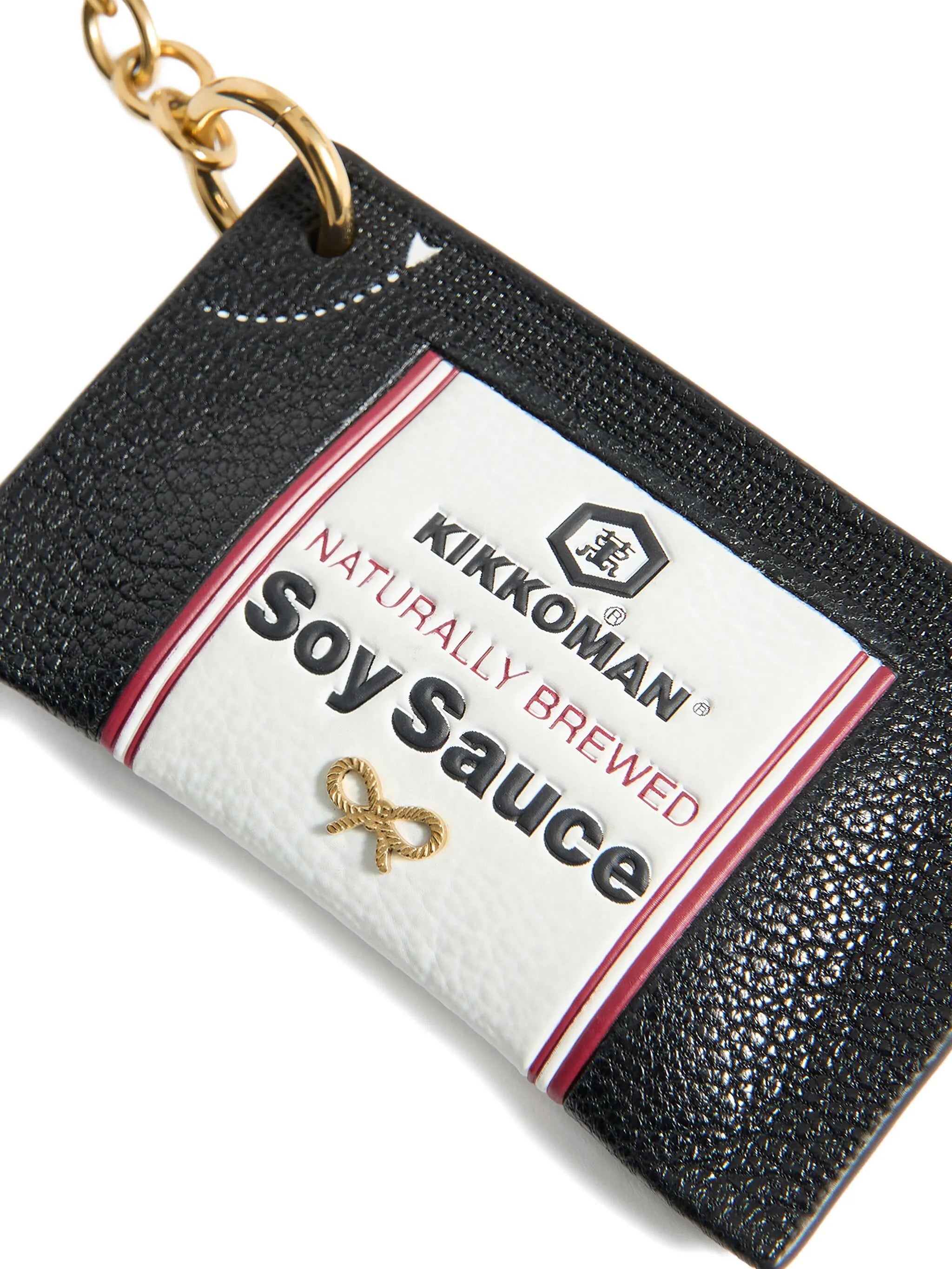 Kikkoman capra leather charm in black