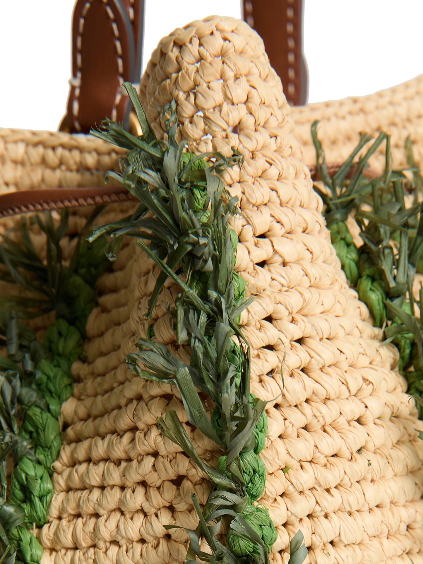 raffia floral bucket bag