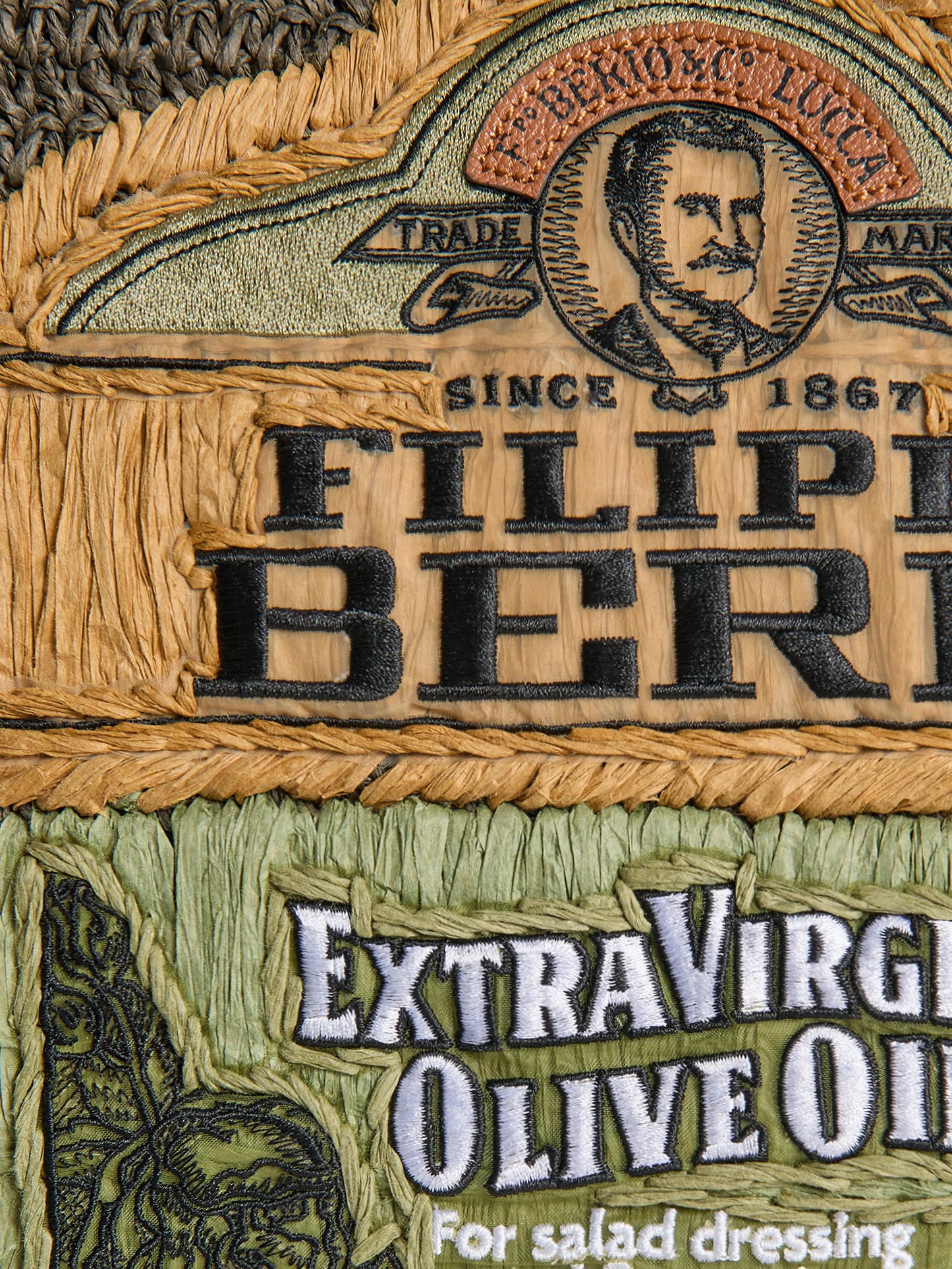Filippo Berio raffia tote bag