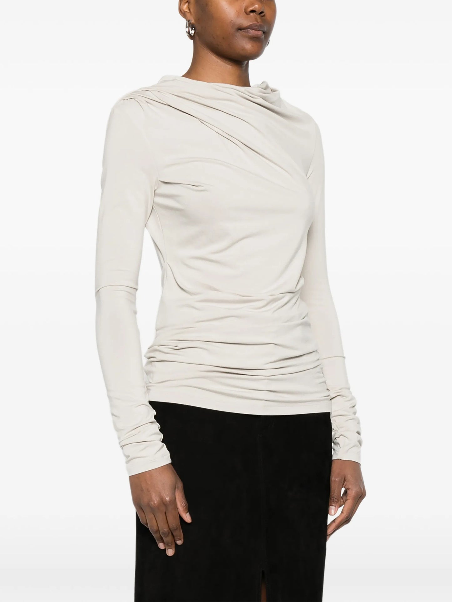 Drape long-sleeve top