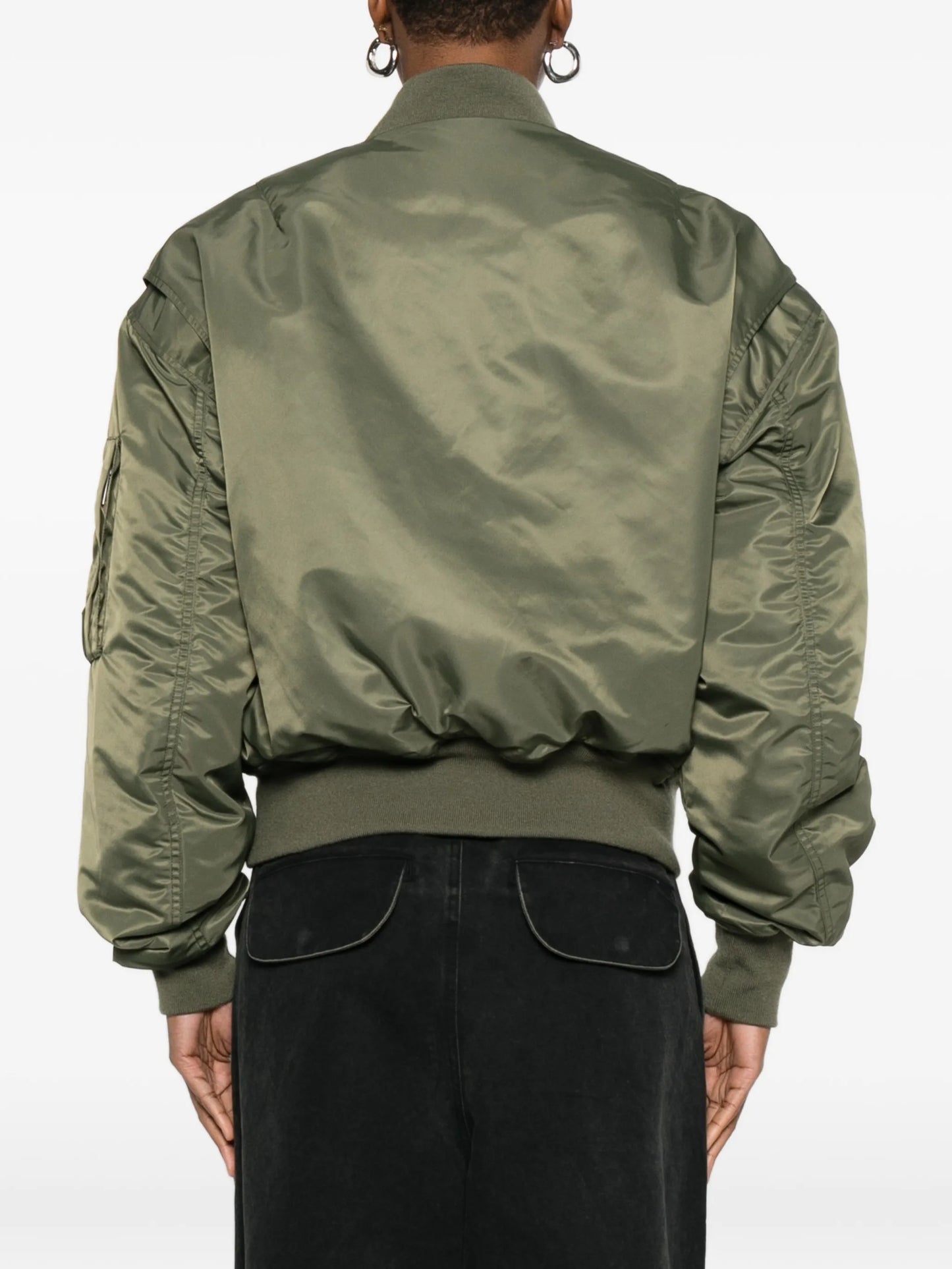 Broad zip-fastening bomber jacket