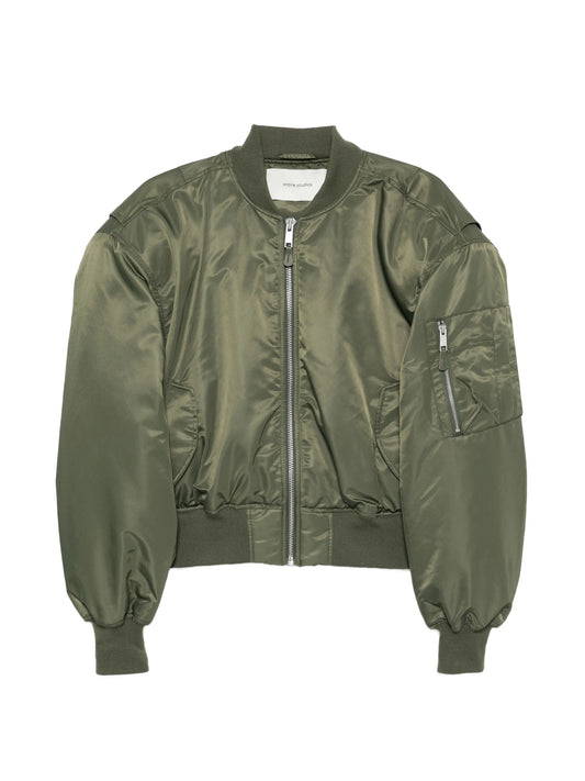 Broad zip-fastening bomber jacket