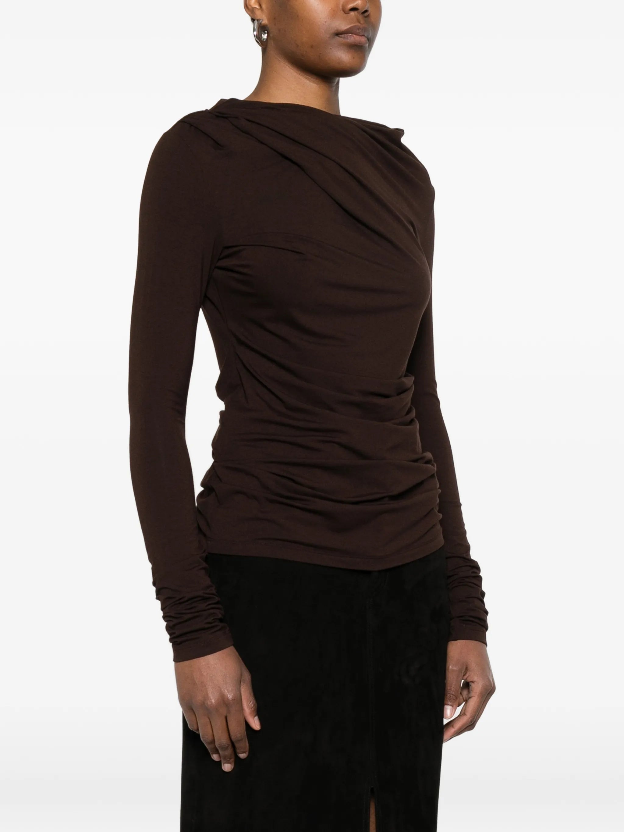 Drape long-sleeve top