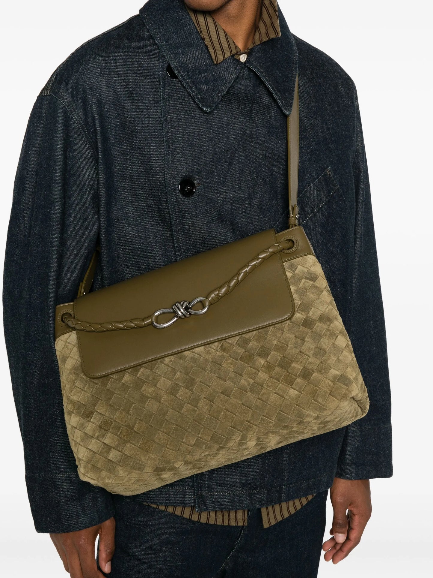 Andiamo intrecciato messenger bag