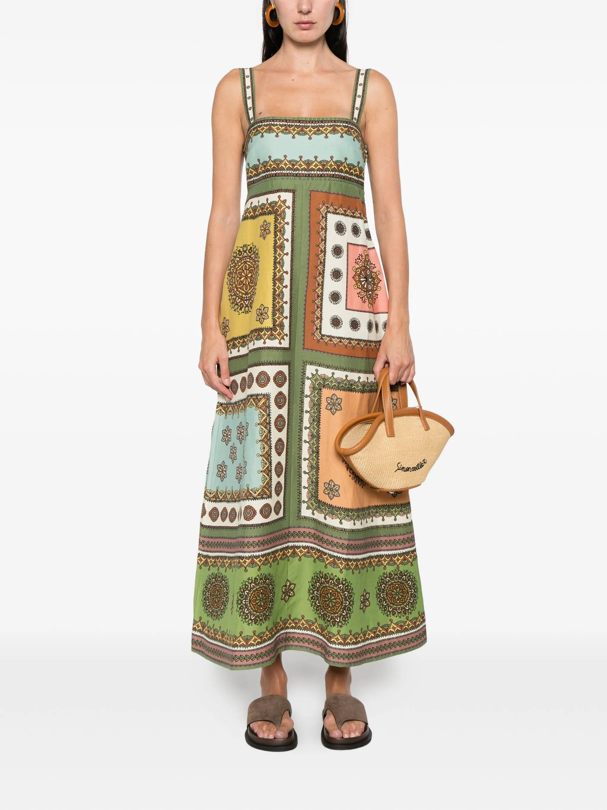 Contina square-neck midi dress