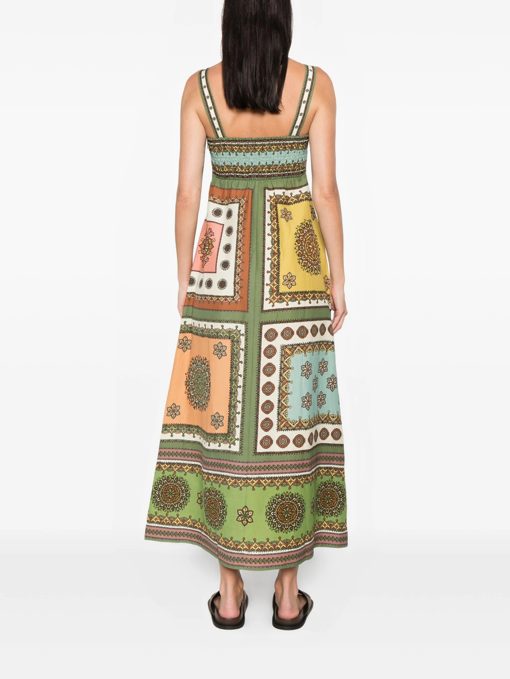 Contina square-neck midi dress
