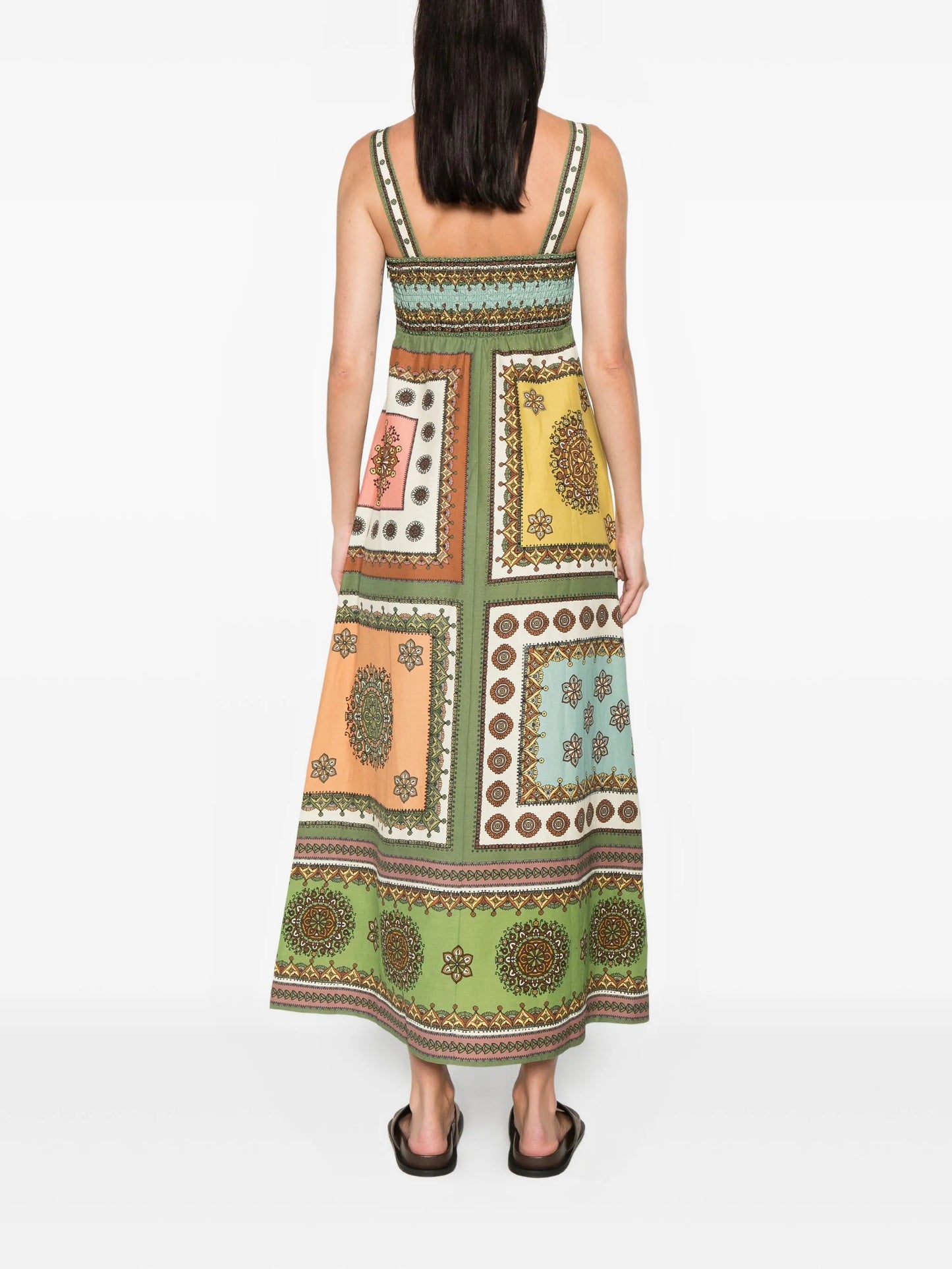 Contina square-neck midi dress