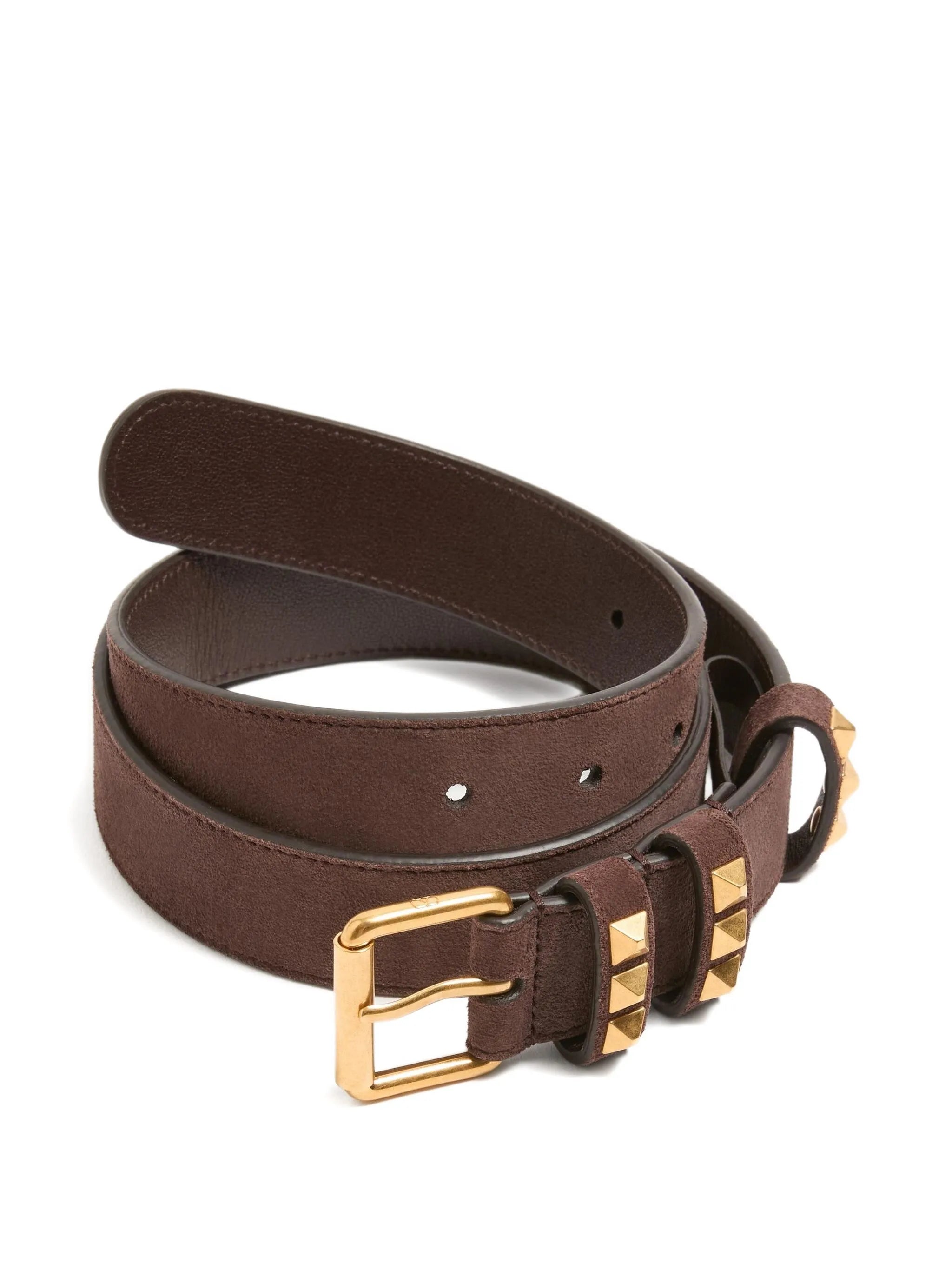 Rockstud belt in suede 30 mm