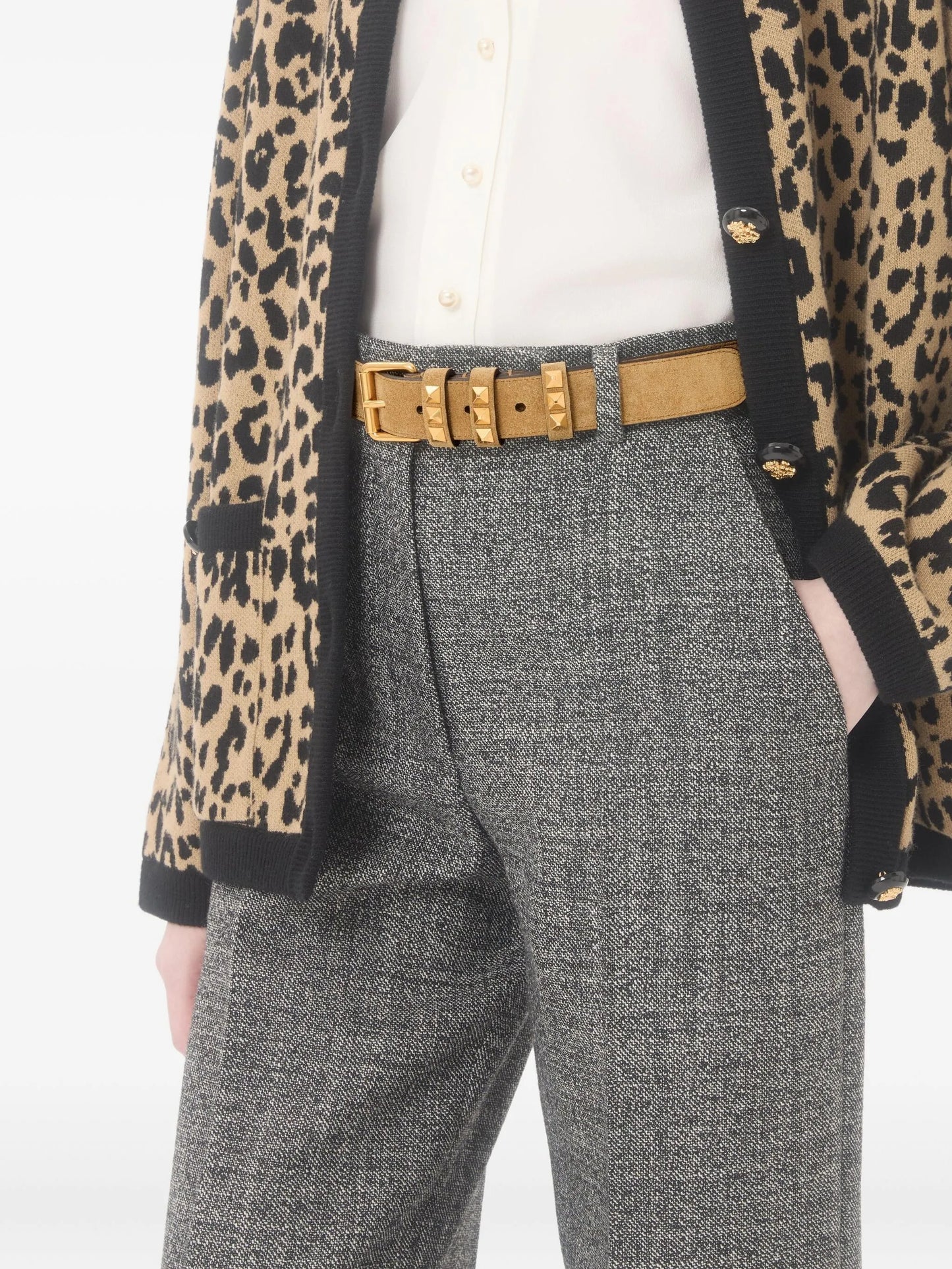 Rockstud-embellished suede belt