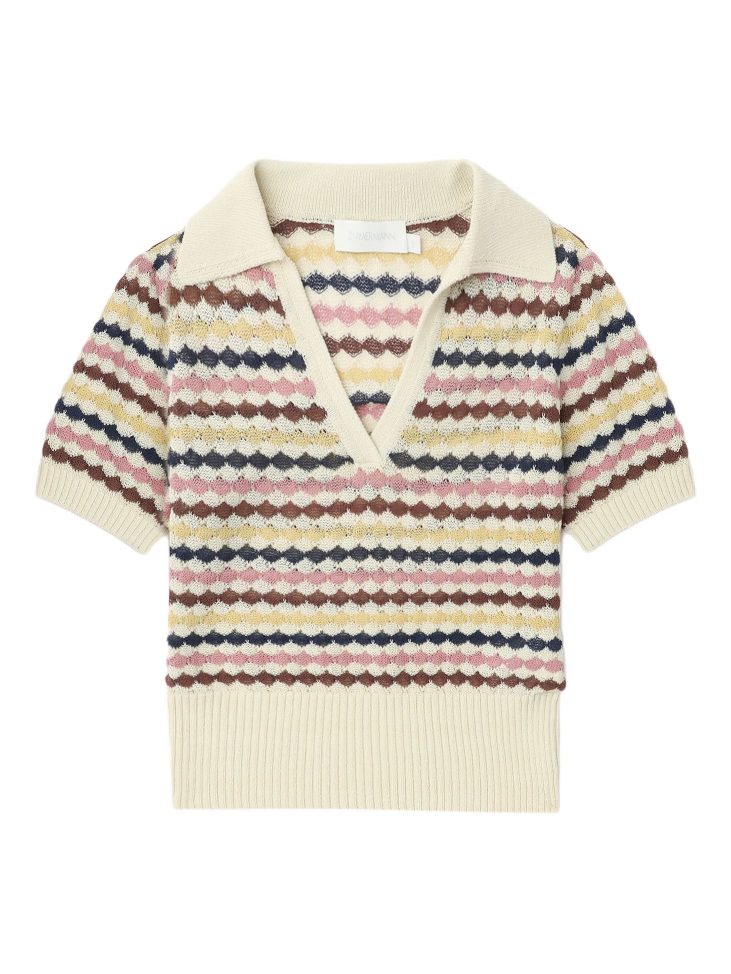 ZIM AWAKEN SCALLOP KNIT POLO MULTI STRIPE