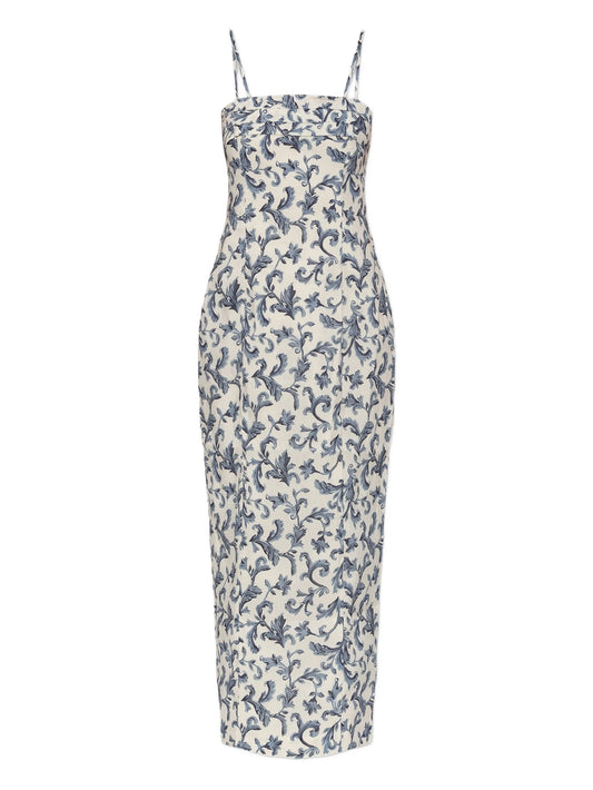 Rue baroque-print strappy midi dress