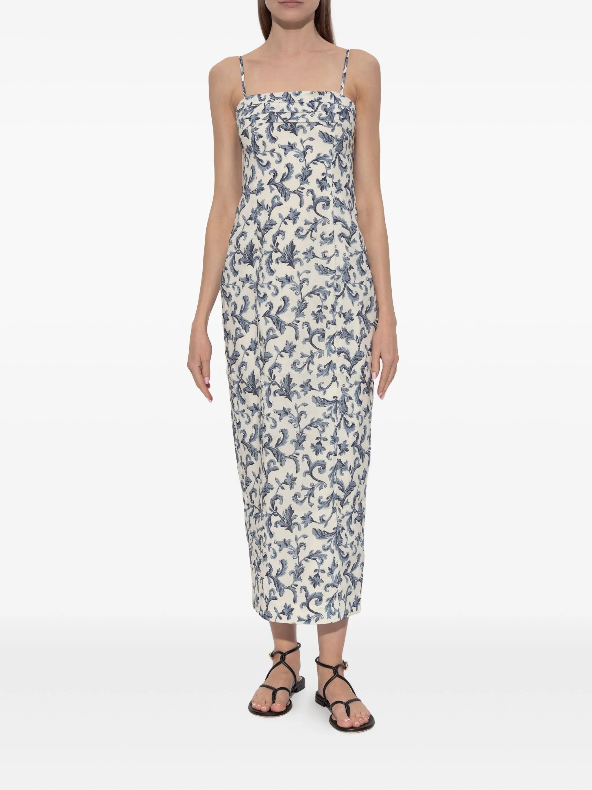 Rue baroque-print strappy midi dress