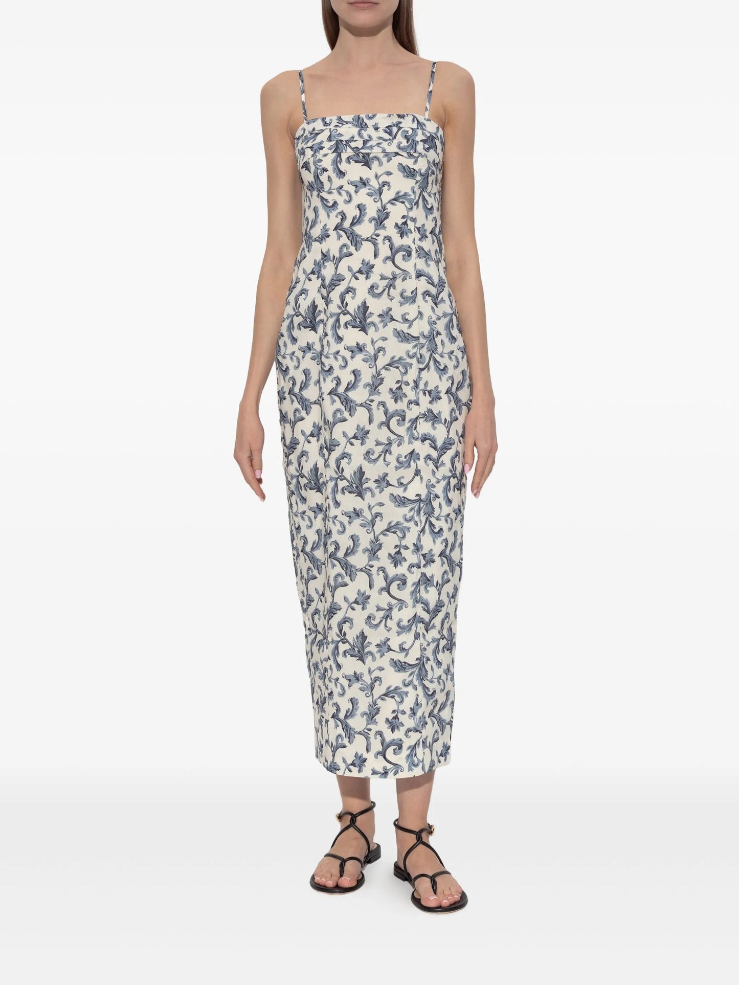 Rue baroque-print strappy midi dress