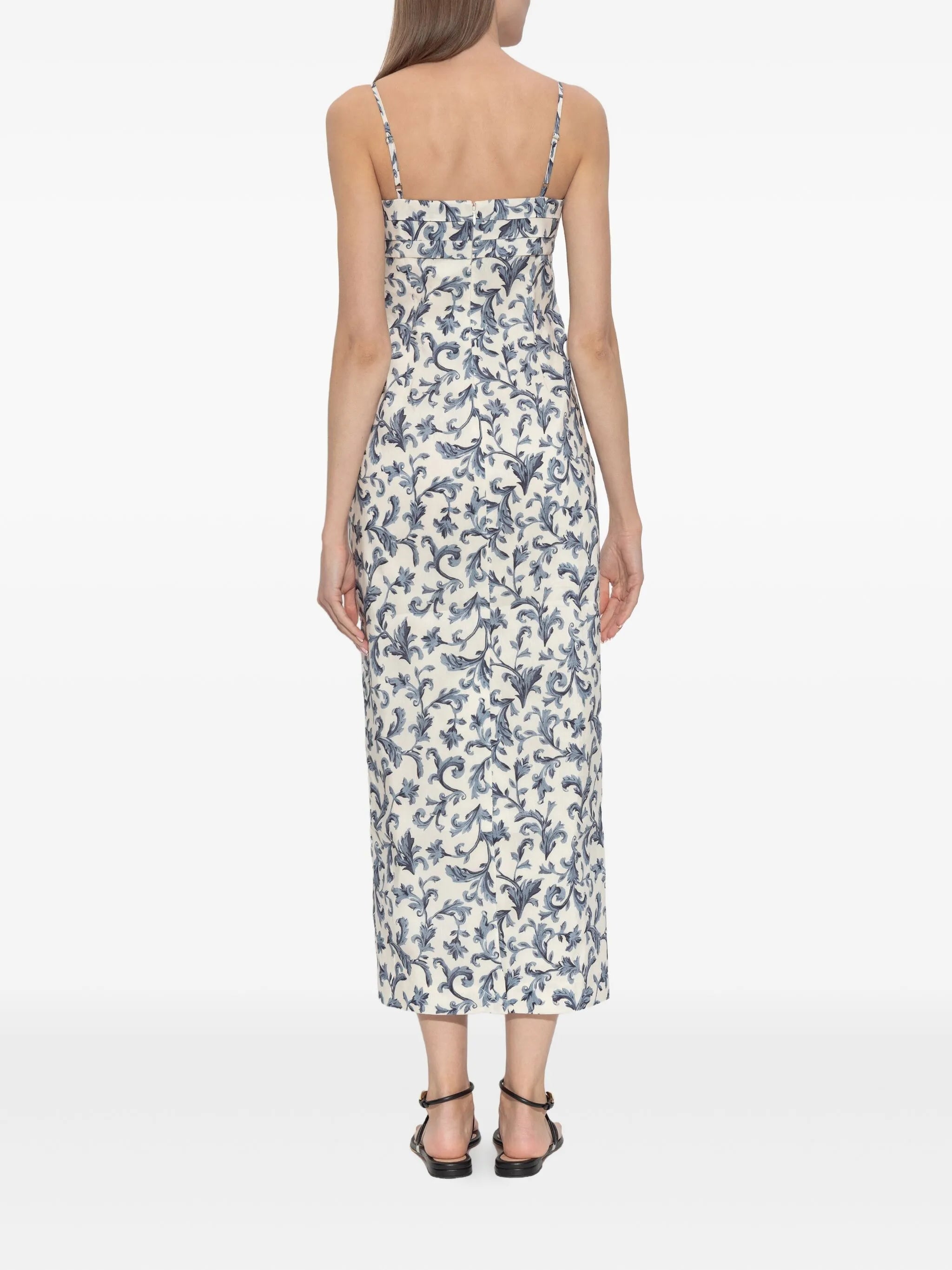Rue baroque-print strappy midi dress