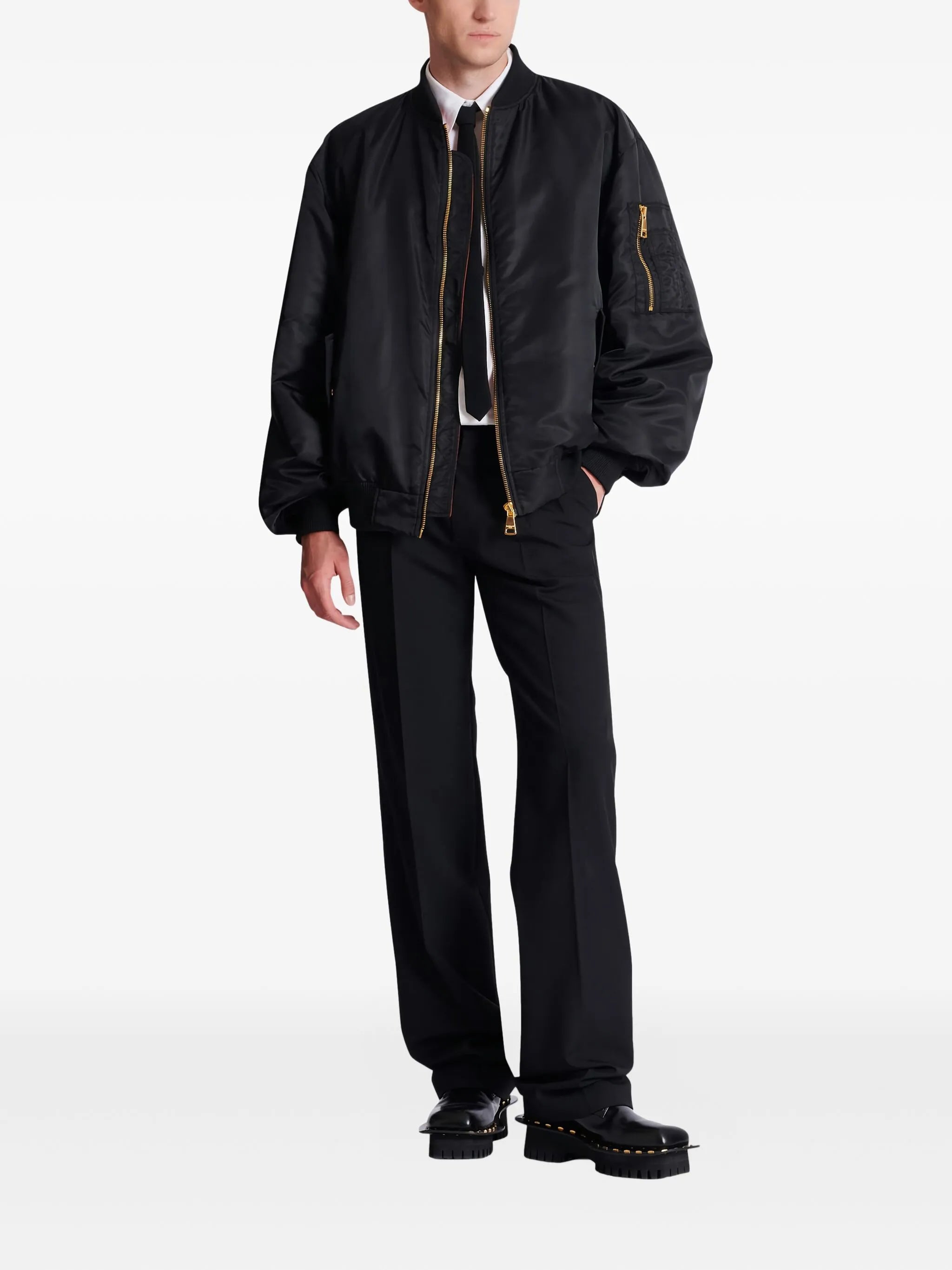 flap-pockets bomber jacket