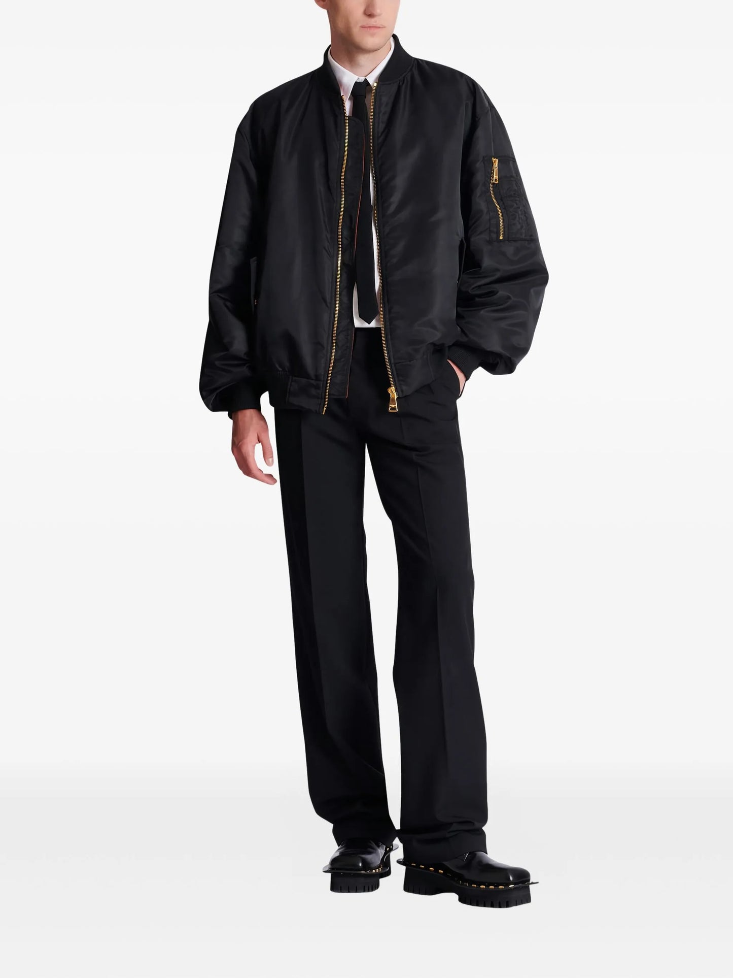 flap-pockets bomber jacket