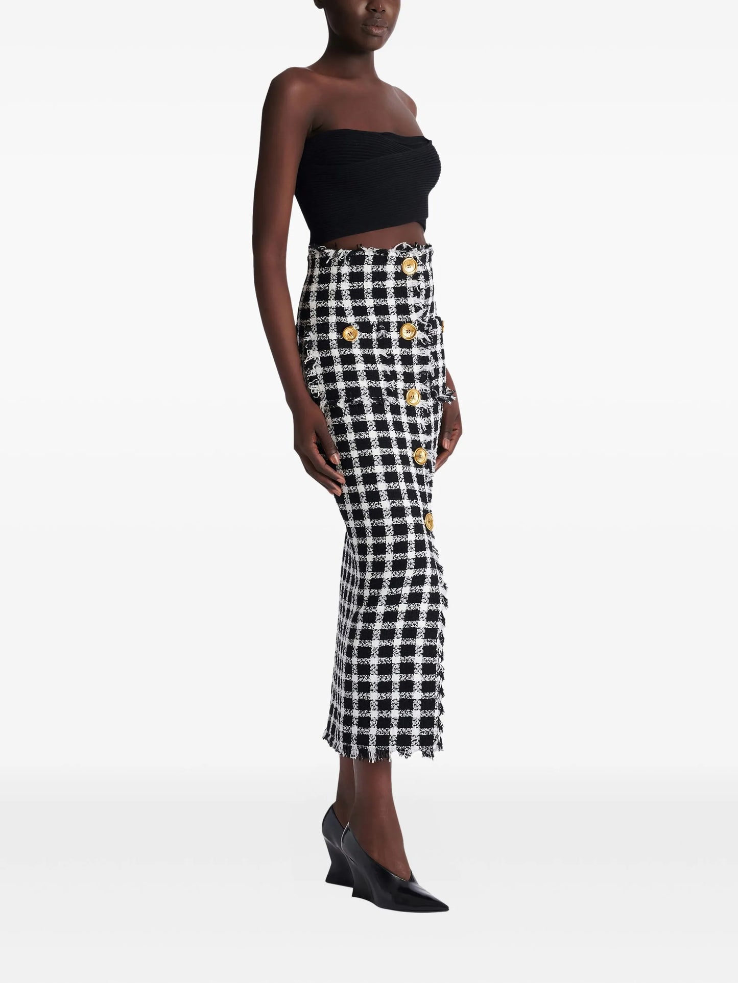 tweed buttoned skirt