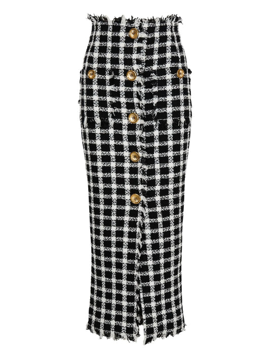 tweed buttoned skirt