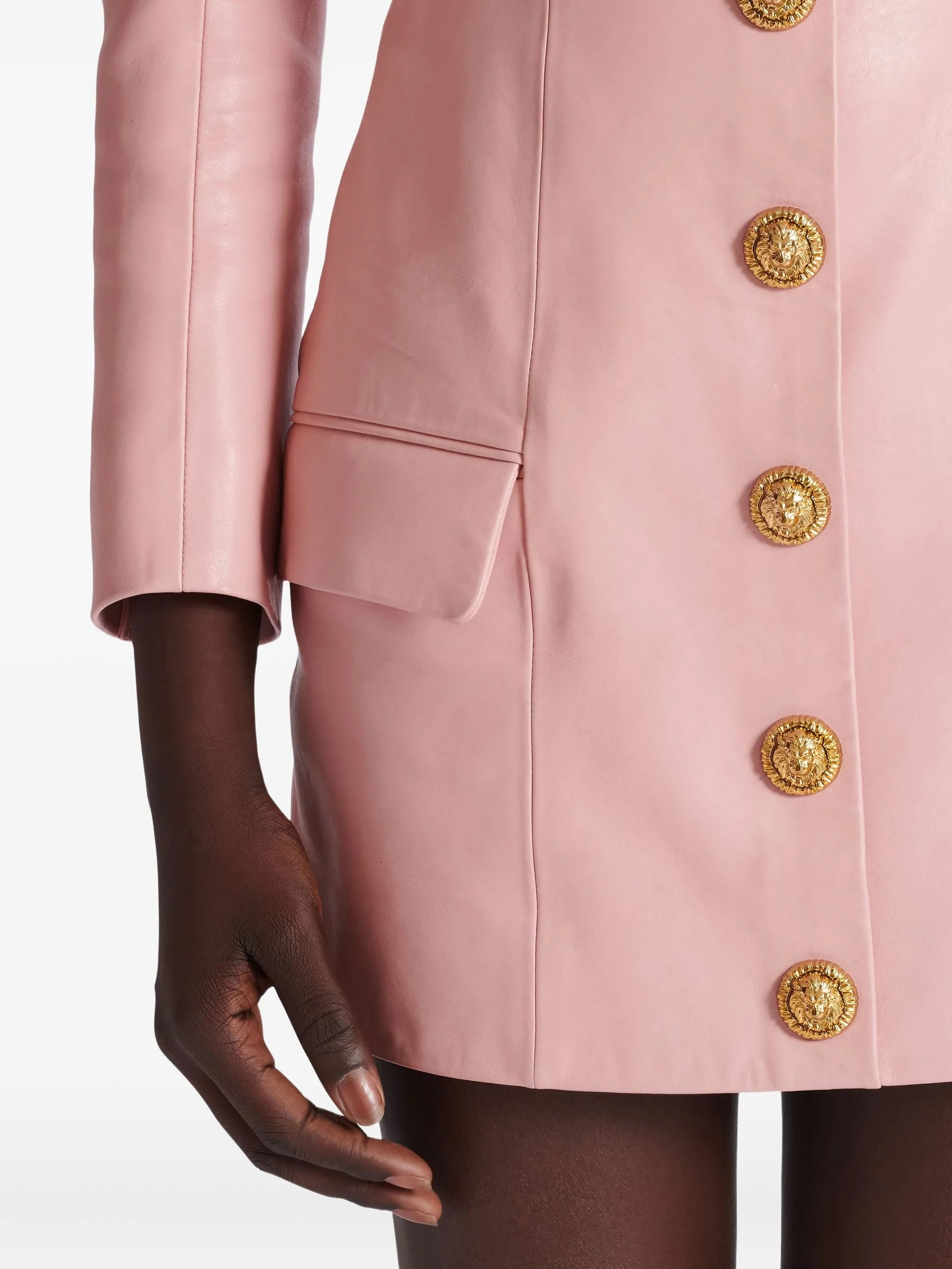 button lambskin mini skirt