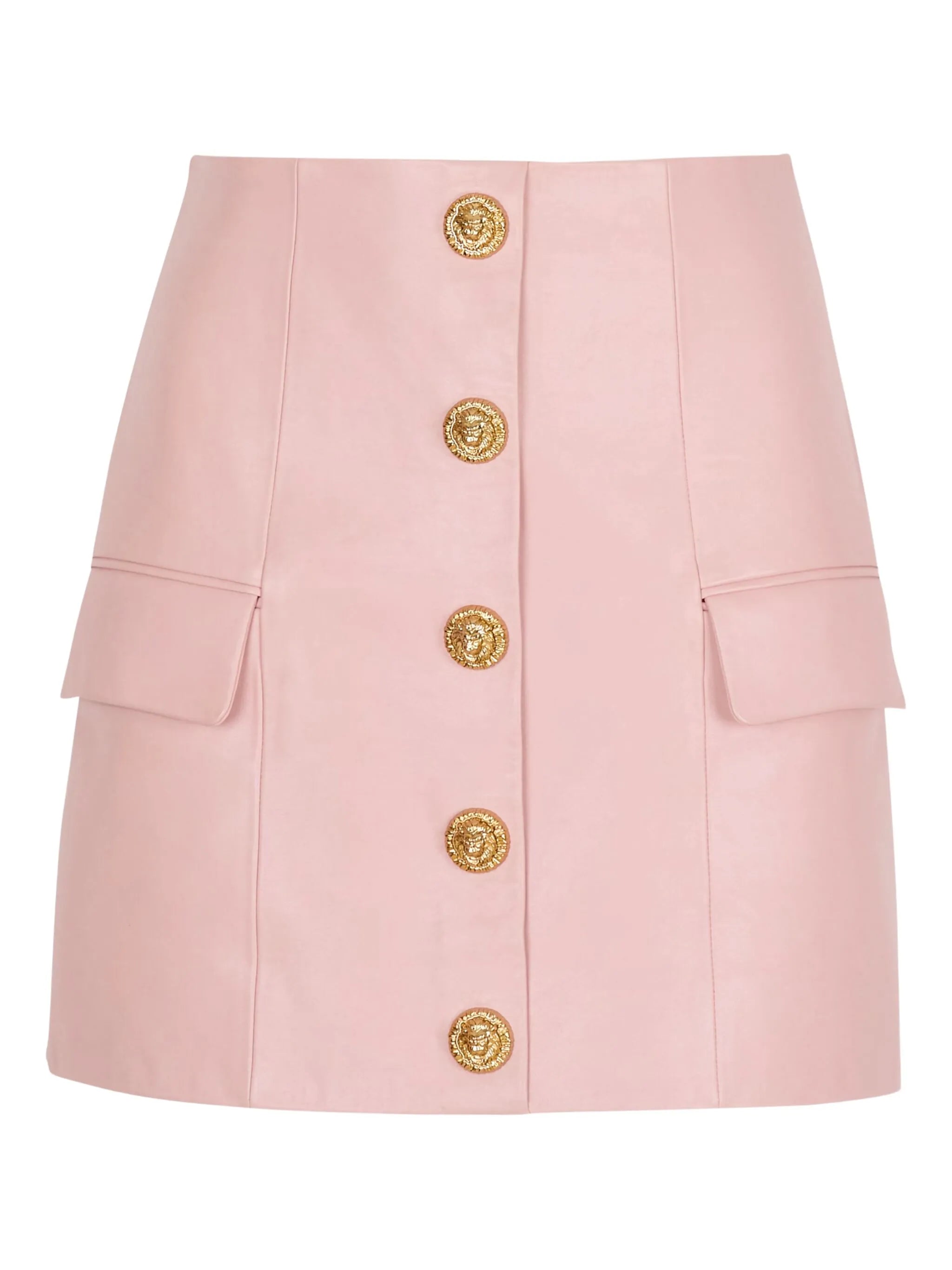 button lambskin mini skirt