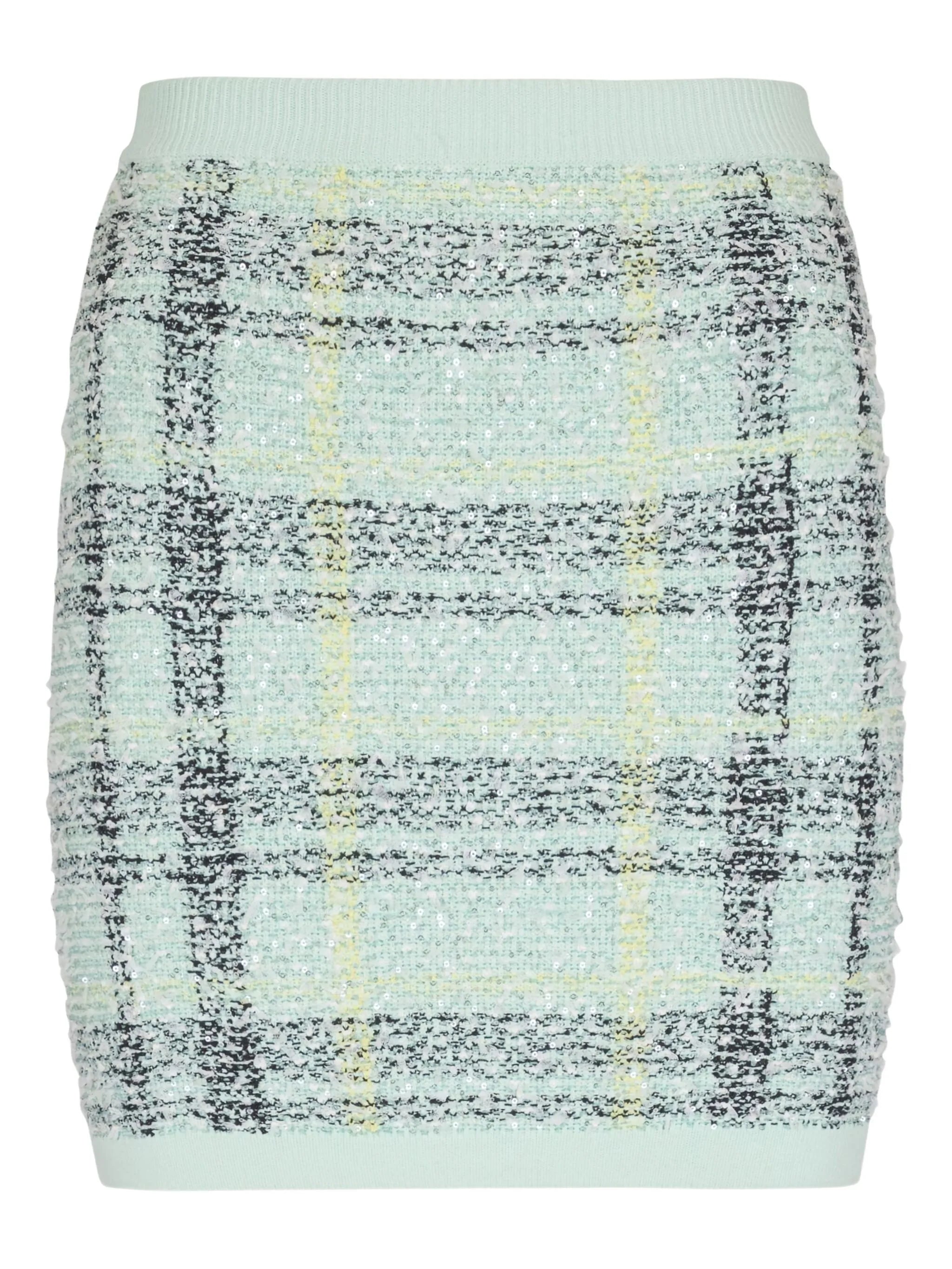 glitter plaid-pattern mini skirt