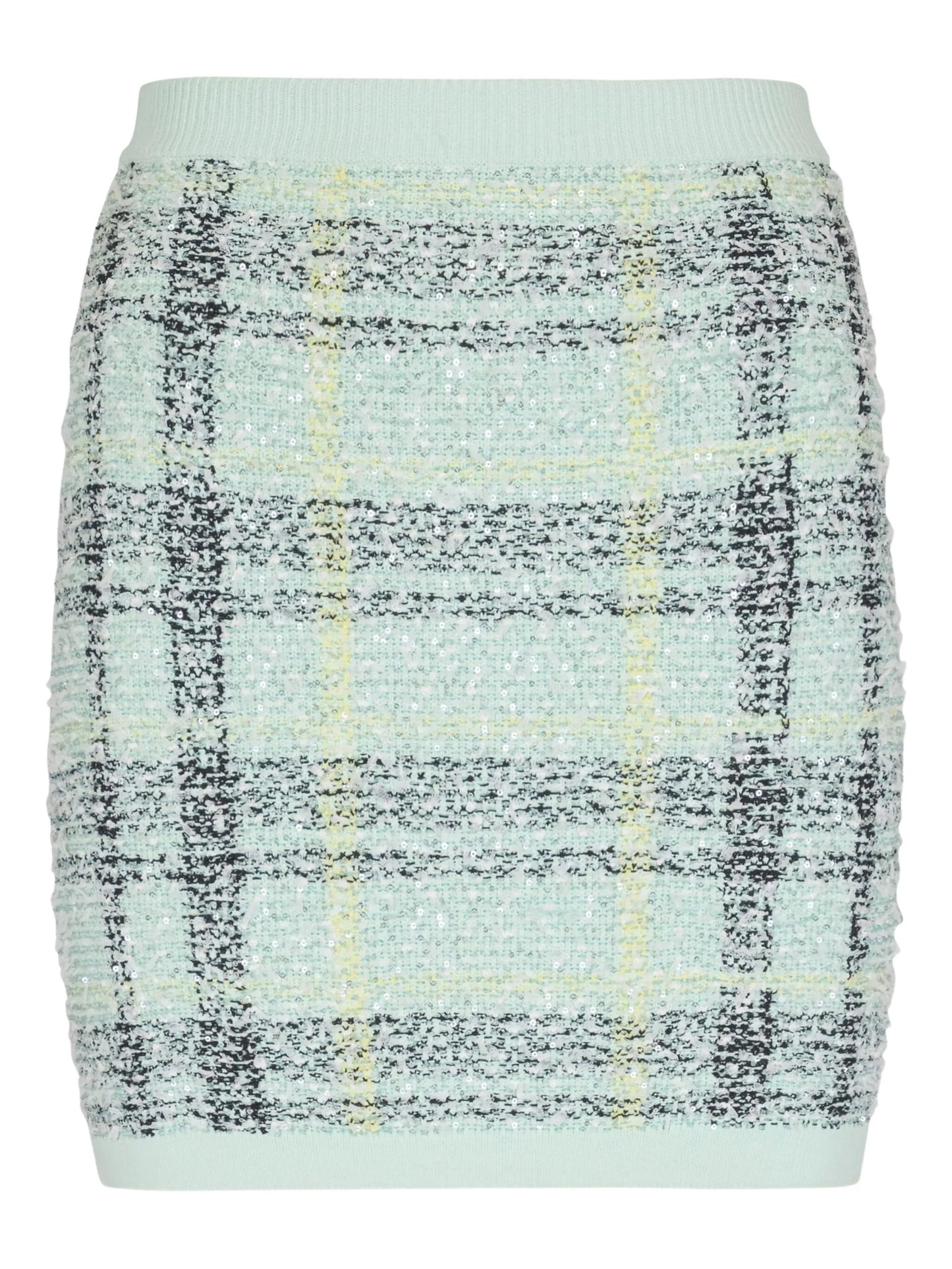 glitter plaid-pattern mini skirt
