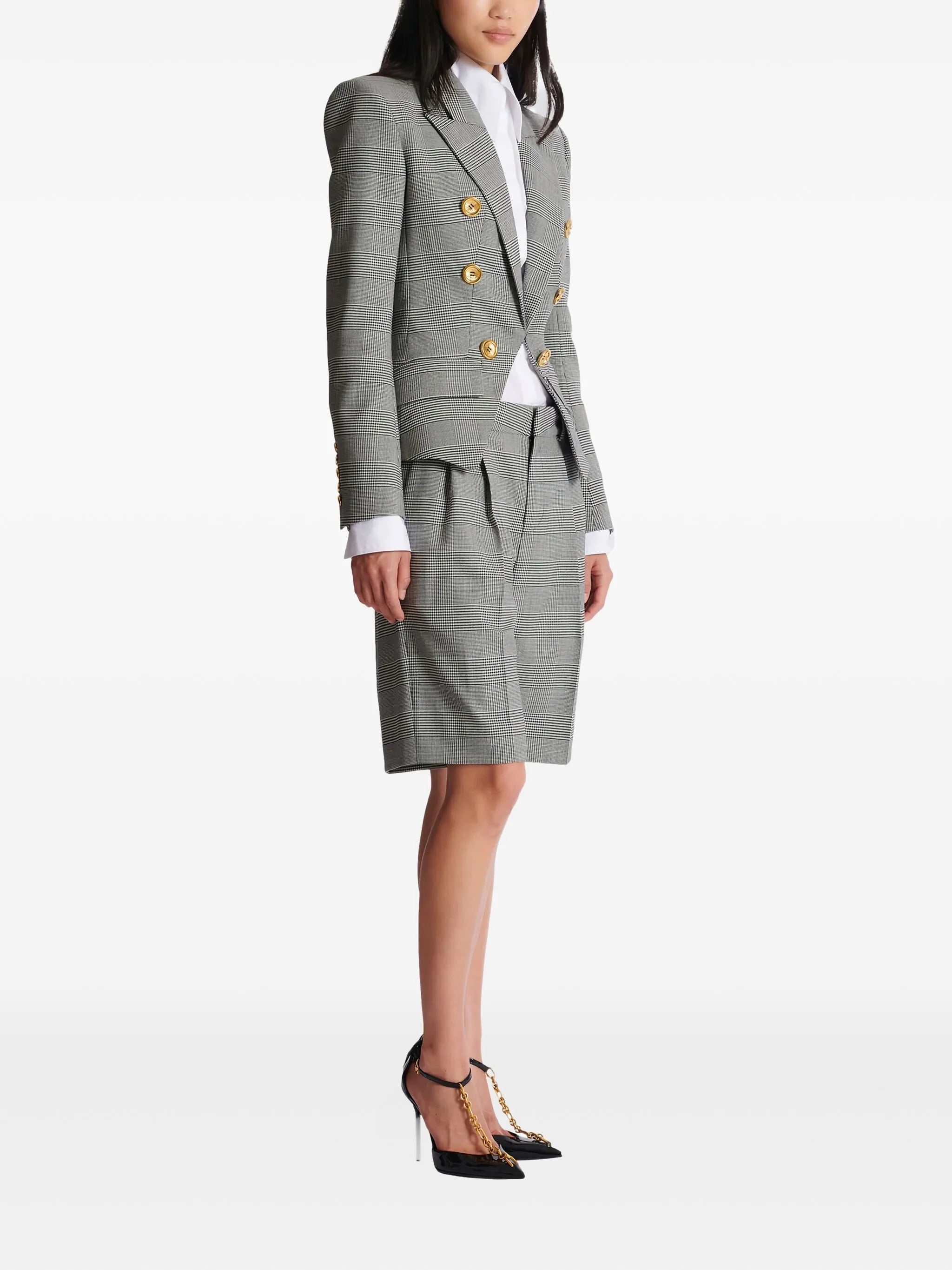 6-buttons jacket in Prince of Wales jacquard